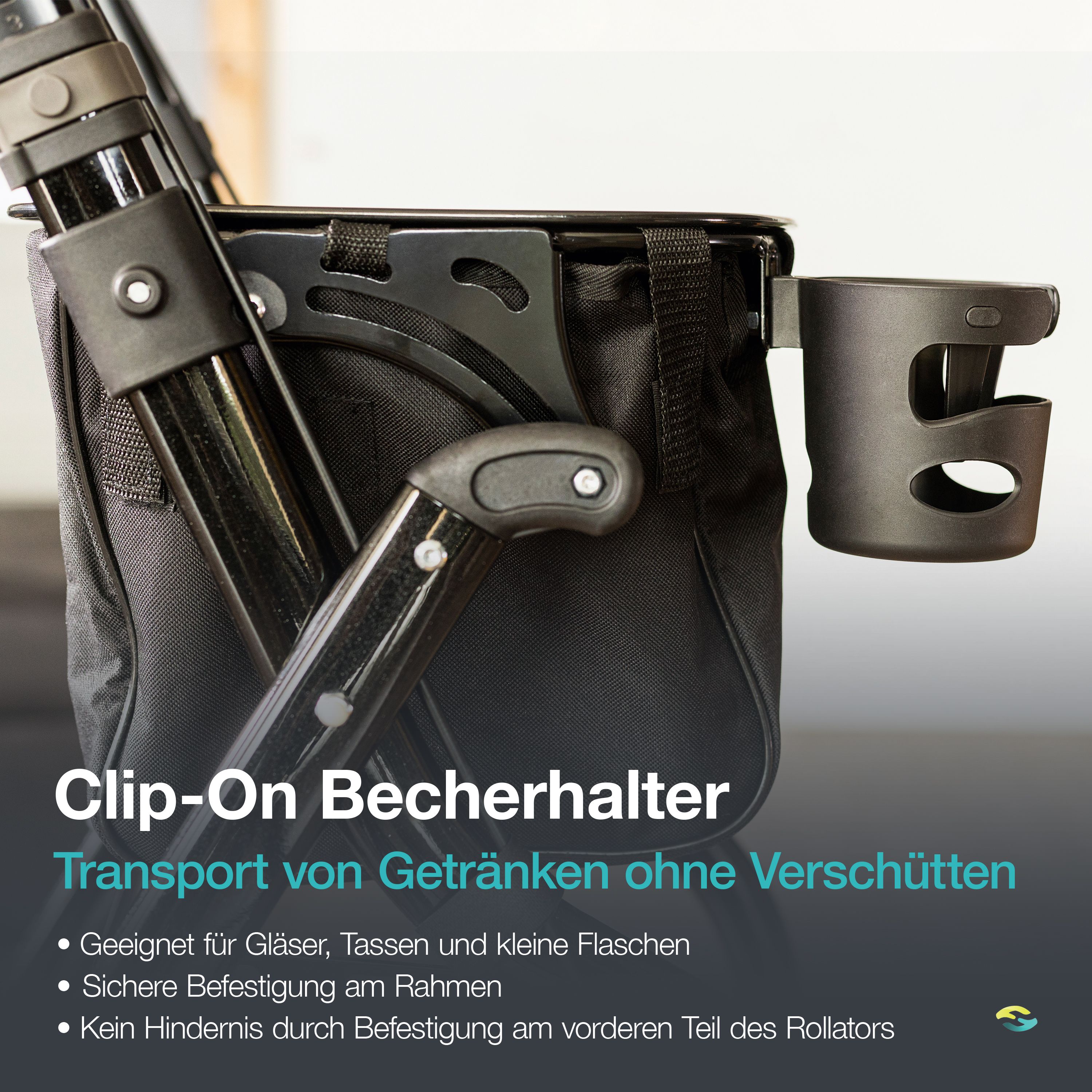 Helavo Wohnungsrollator 60 cm schmal Indoor Rollator mit Tablett & Korb