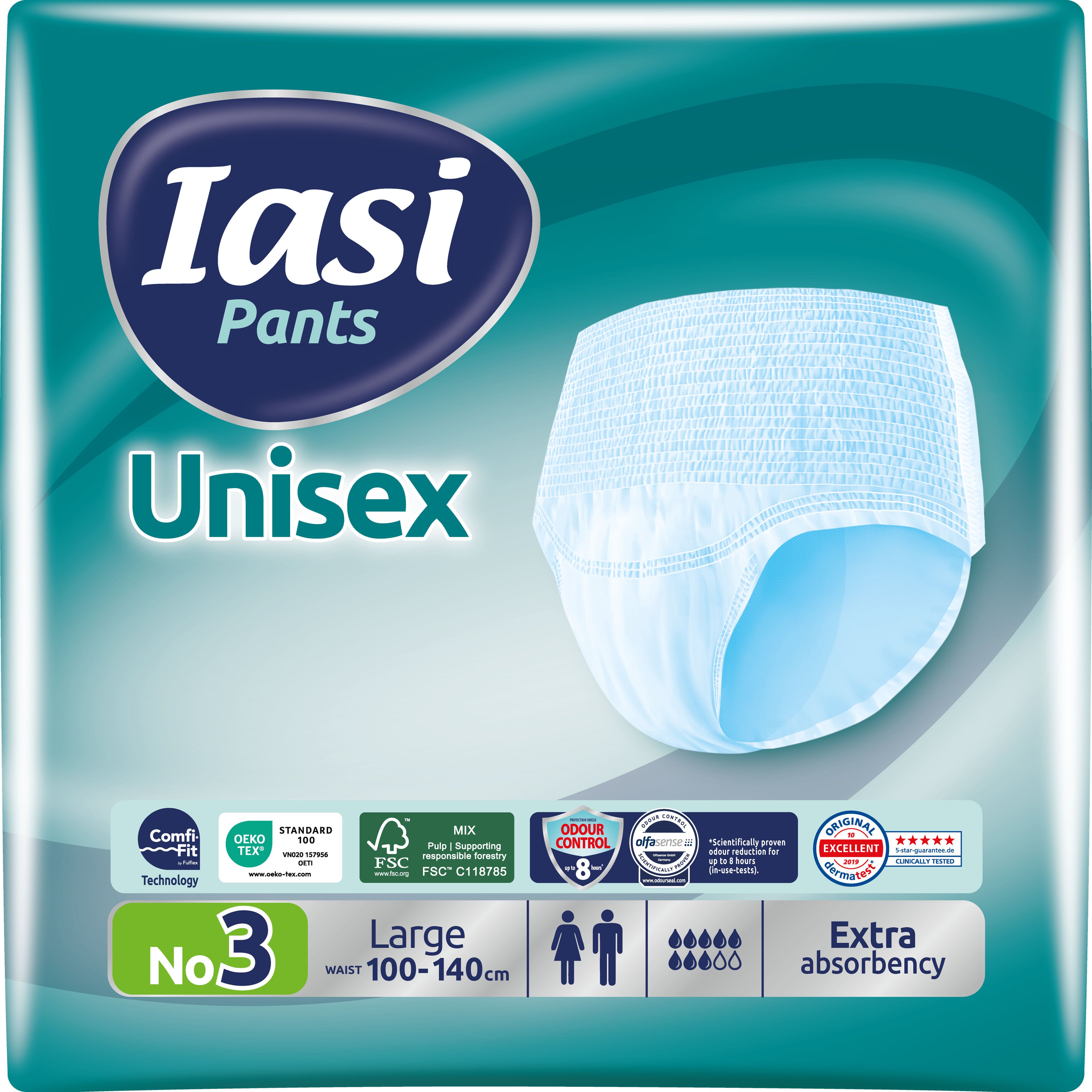 IASI Pants UNISEX Alta Protezione, 14 Mutande Assorbenza EXTRA, Taglia L, 14 Unità