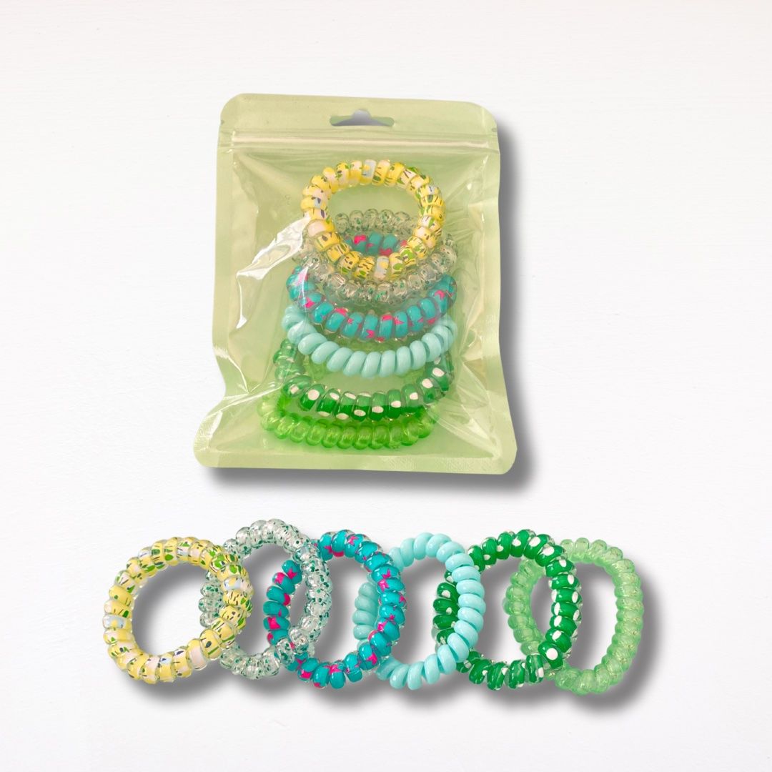 Afroricci Elastico Bobble Capelli Ricci - colore verde mix 6 pezzi