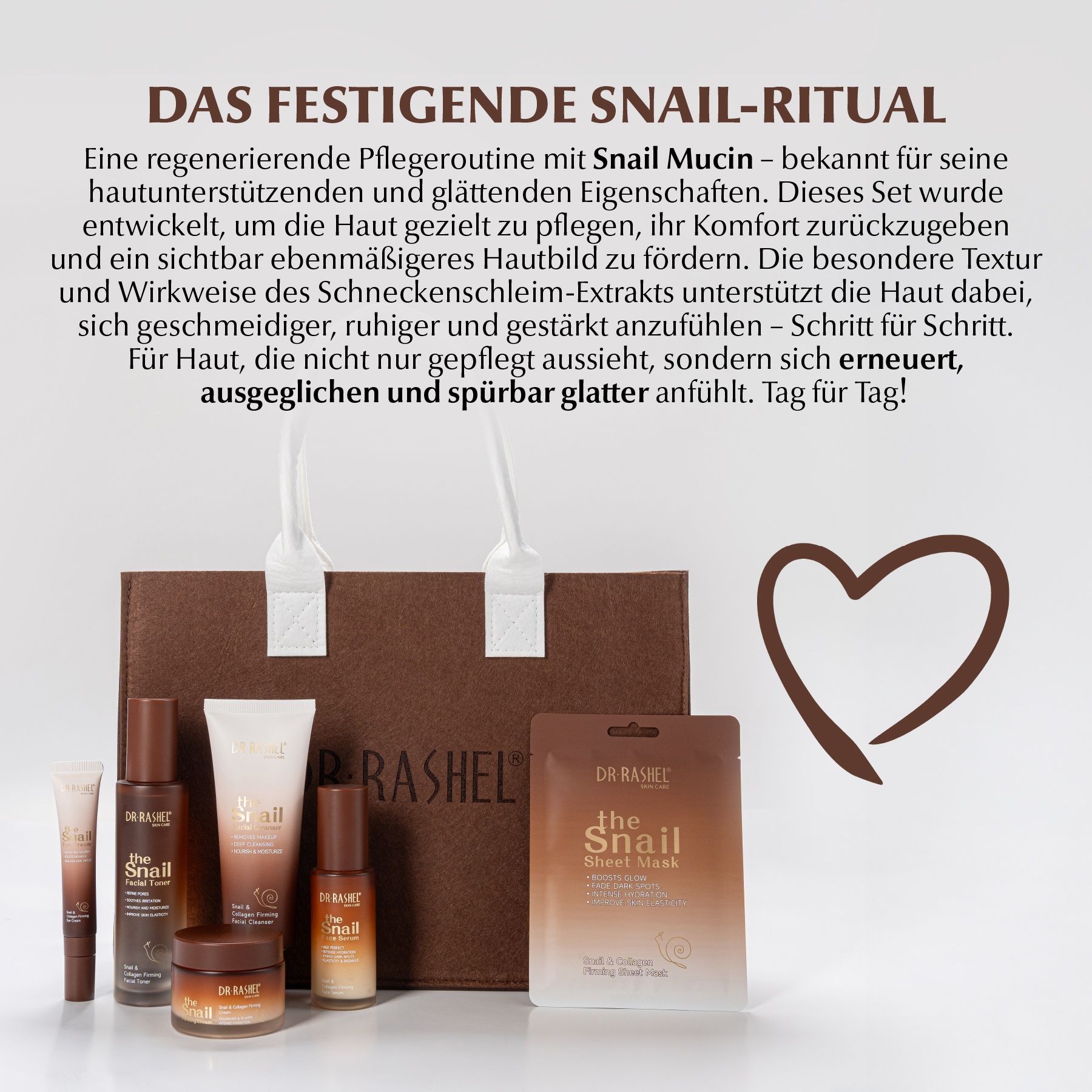 DR RASHEL Gesichtspflege-Set Kollagen Snail Mucin Geschenkbox Serum Cream Cleanser Toner