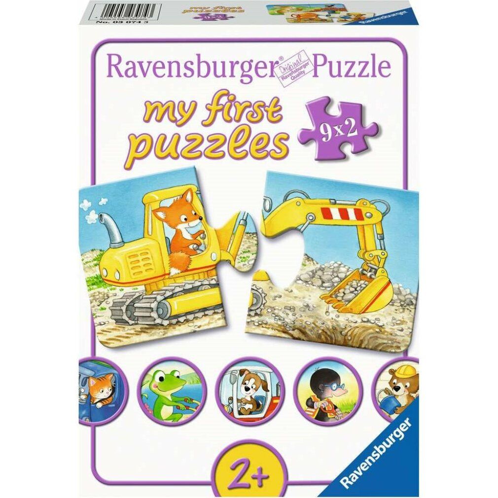 Ravensburger Puzzle Animals In Construction - My First Puzzles - 9x2 Pieces - Children's Puzzle