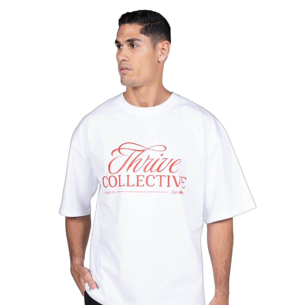 GymBeam Herren T-Shirt Oversized Kurzarm aus Baumwolle in Weiß 1 St