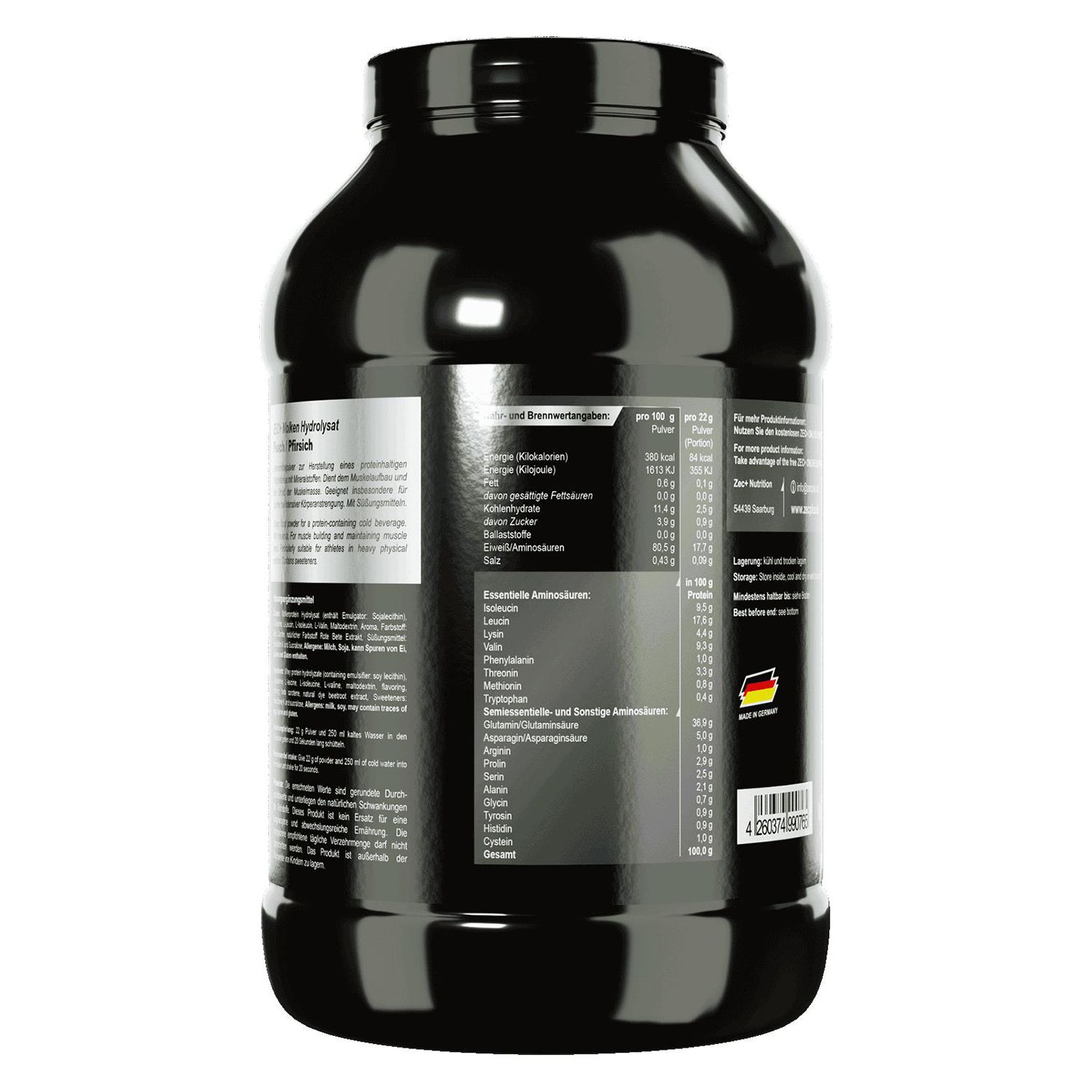 Zec+ Whey Hydrolysat Protein/ Eiweiß Pfirsich 1000 g Pulver