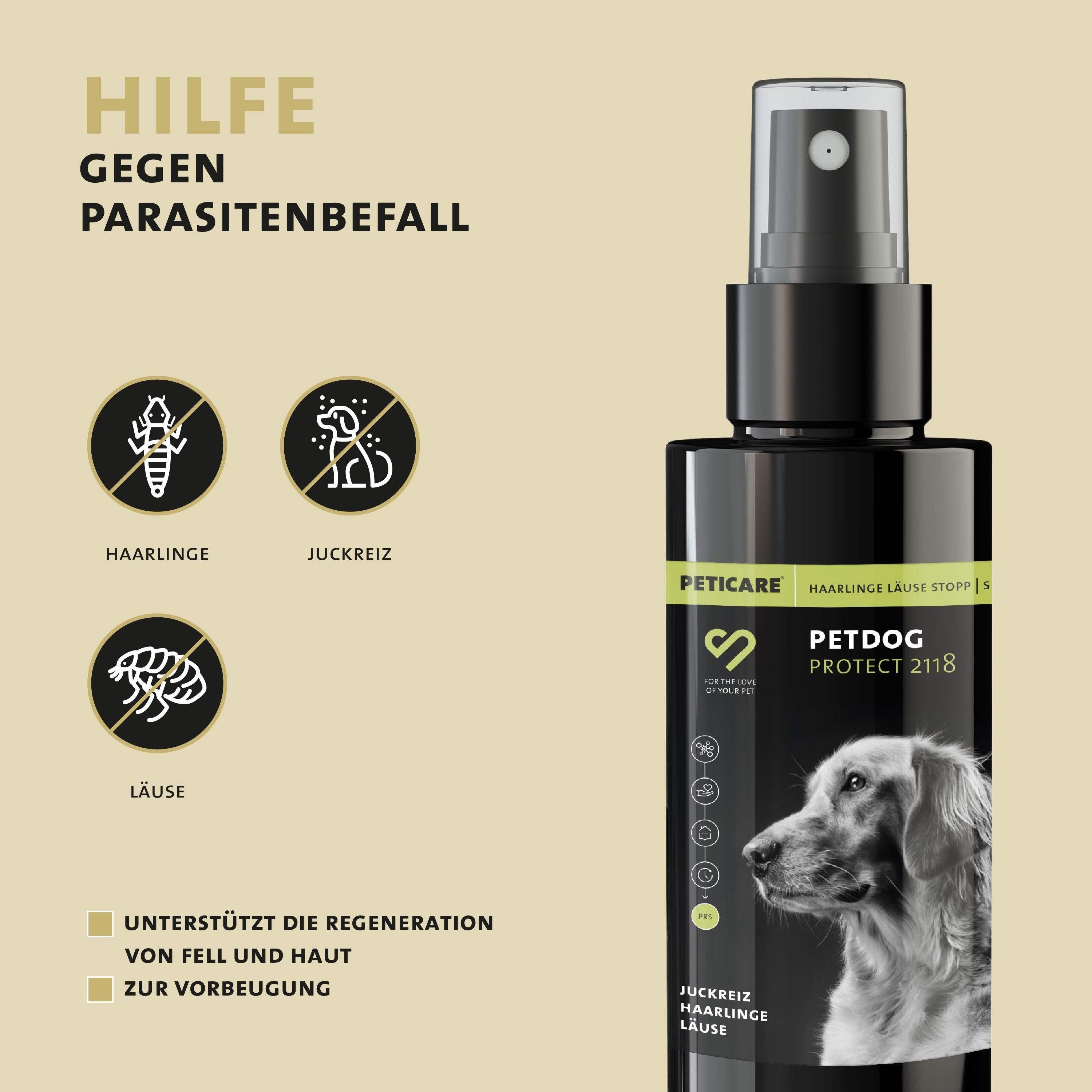 Peticare Anti-Läuse & Haarlinge Spray für Hunde, lindert effektiv Juckreiz