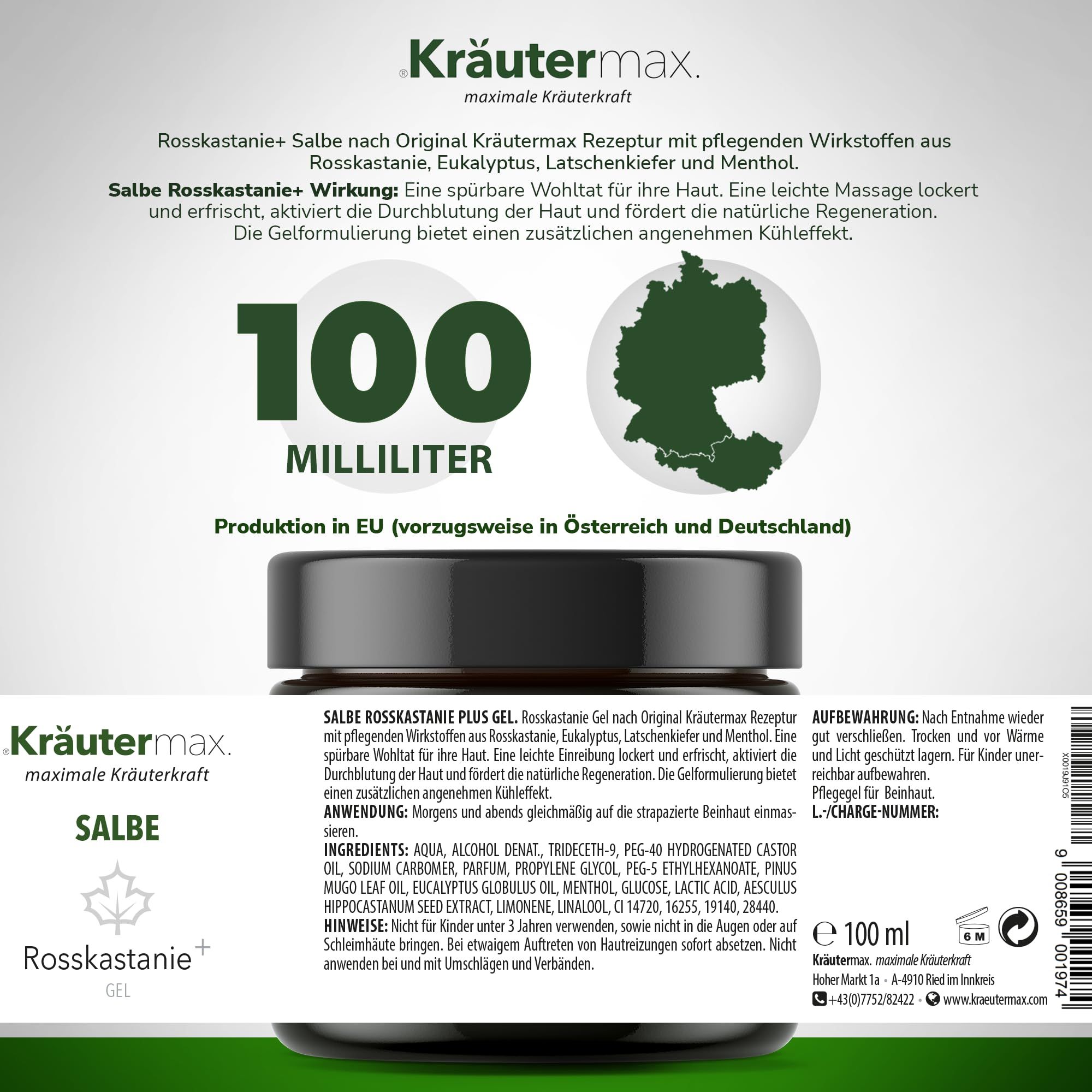 Kräutermax Salbe Rosskastanie plus Gel 100 ml