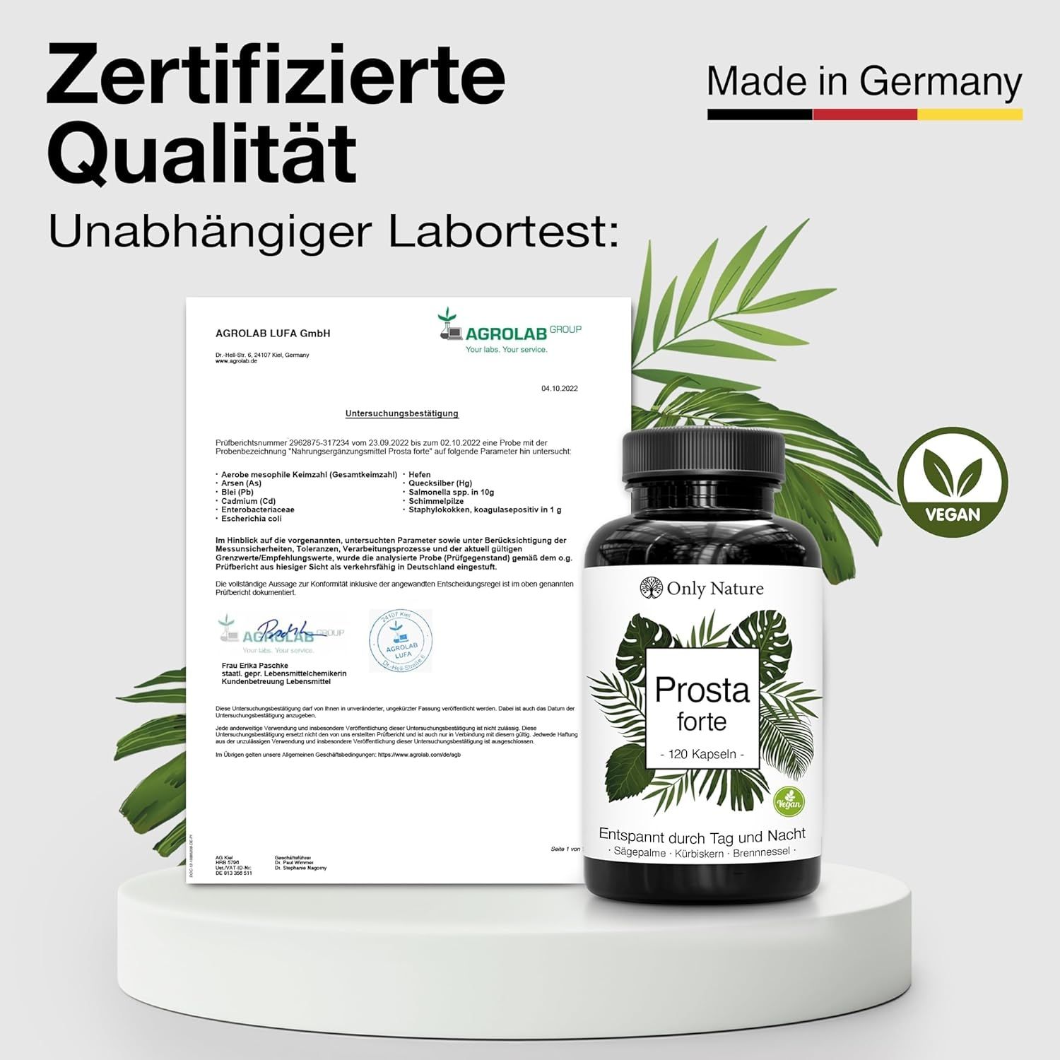 Only Nature® Prosta Kapseln - Einzigartige mit Kürbis, Sägepalm, Brennnesselwurzel und Vitamin E