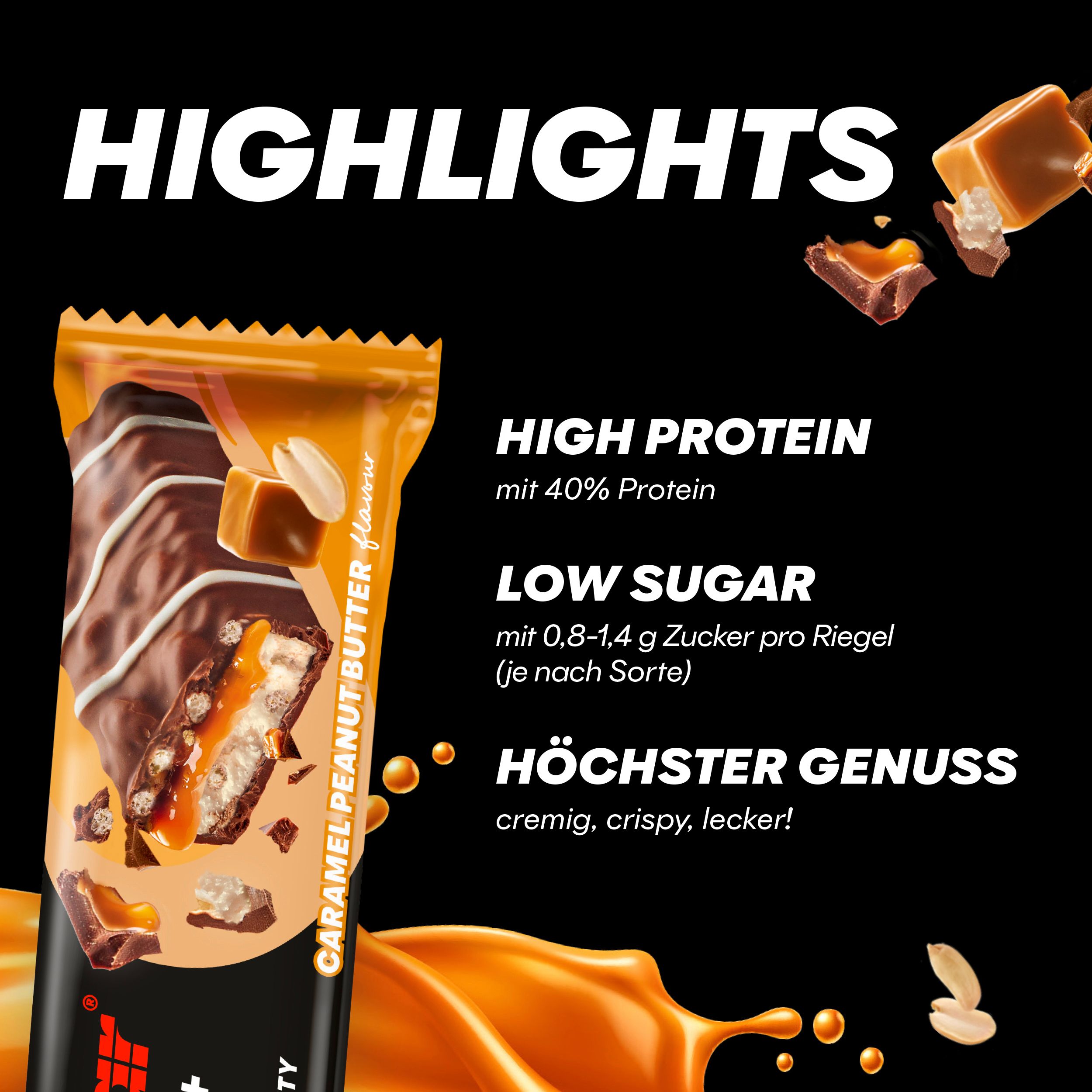 POWERBAR High Protein Riegel Caramel Peanut Butter 40% Protein + Crisp