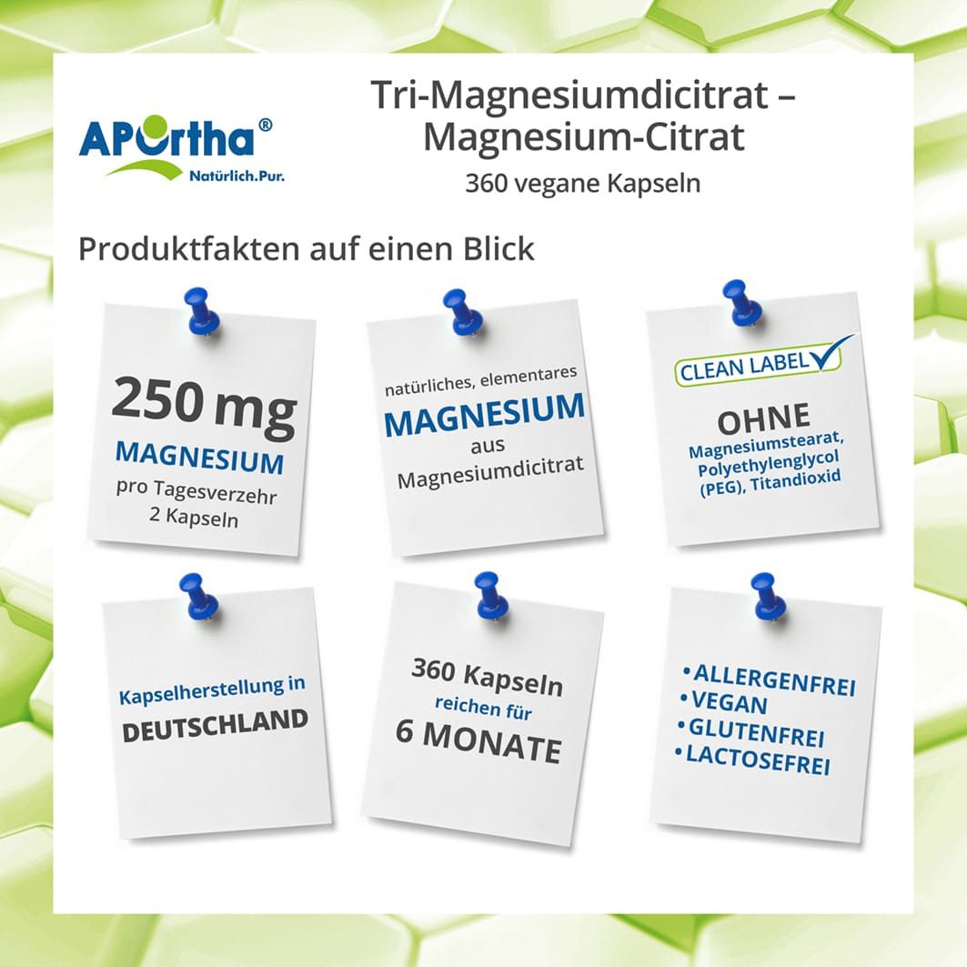 APOrtha® Magnesium-Citrat - Tri-Magnesiumdicitrat - Kapseln