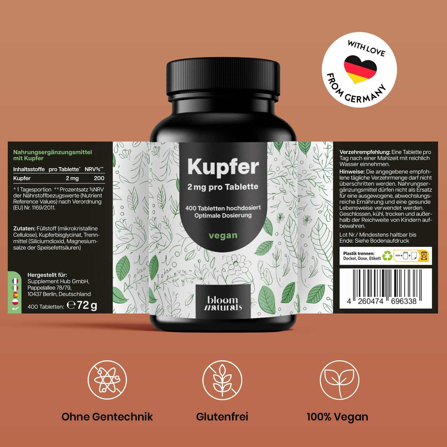 Bloom Naturals Kupfer Tabletten 2 mg