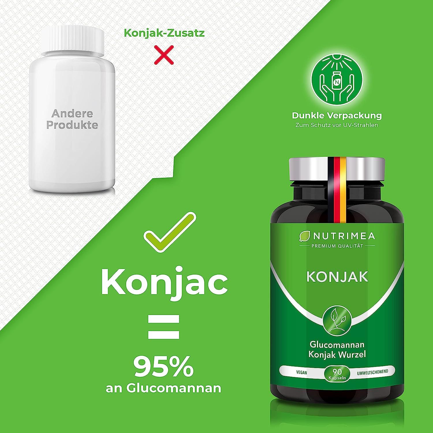 Nutrimea Glucomannan aus Konjak Wurzel | Hochdosiert mit 95% Glucomannan pro Kapsel