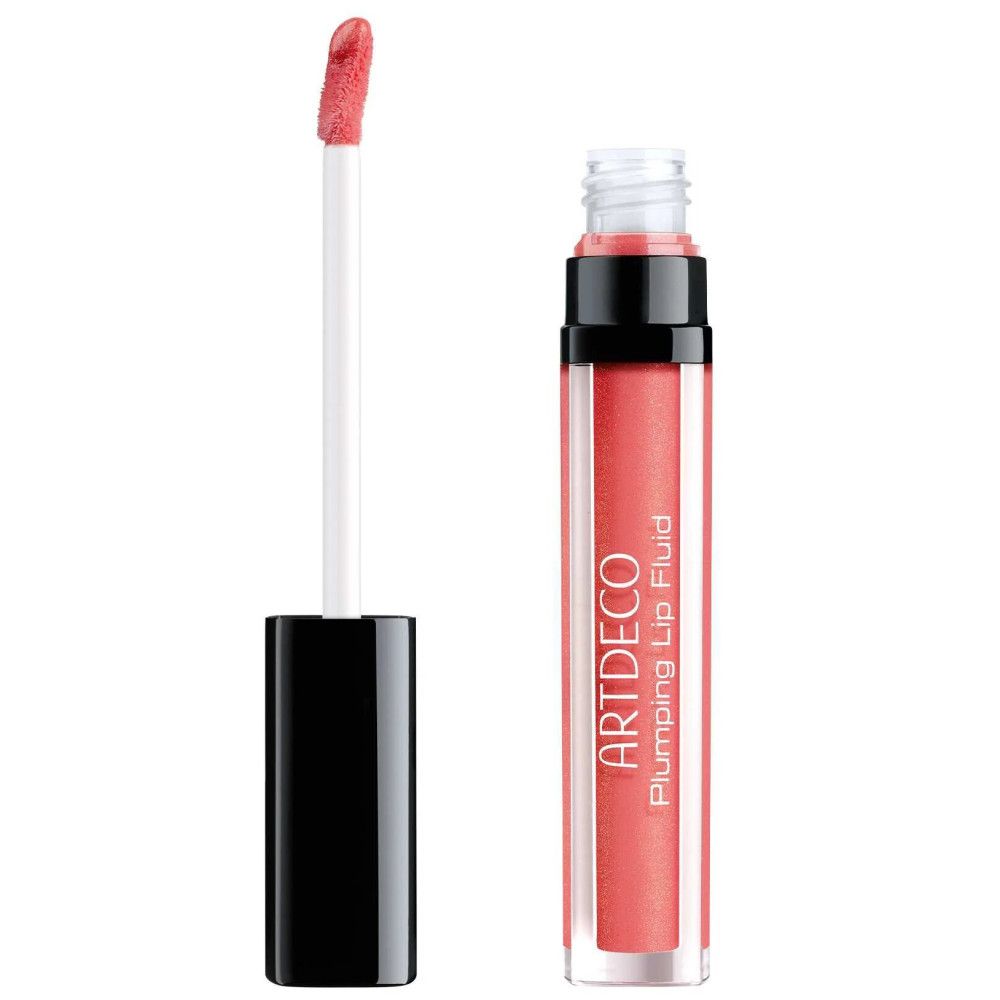 Artdeco Plumping Lip Fluid in einem transparenten Fläschchen mit schwarzem Applikator.