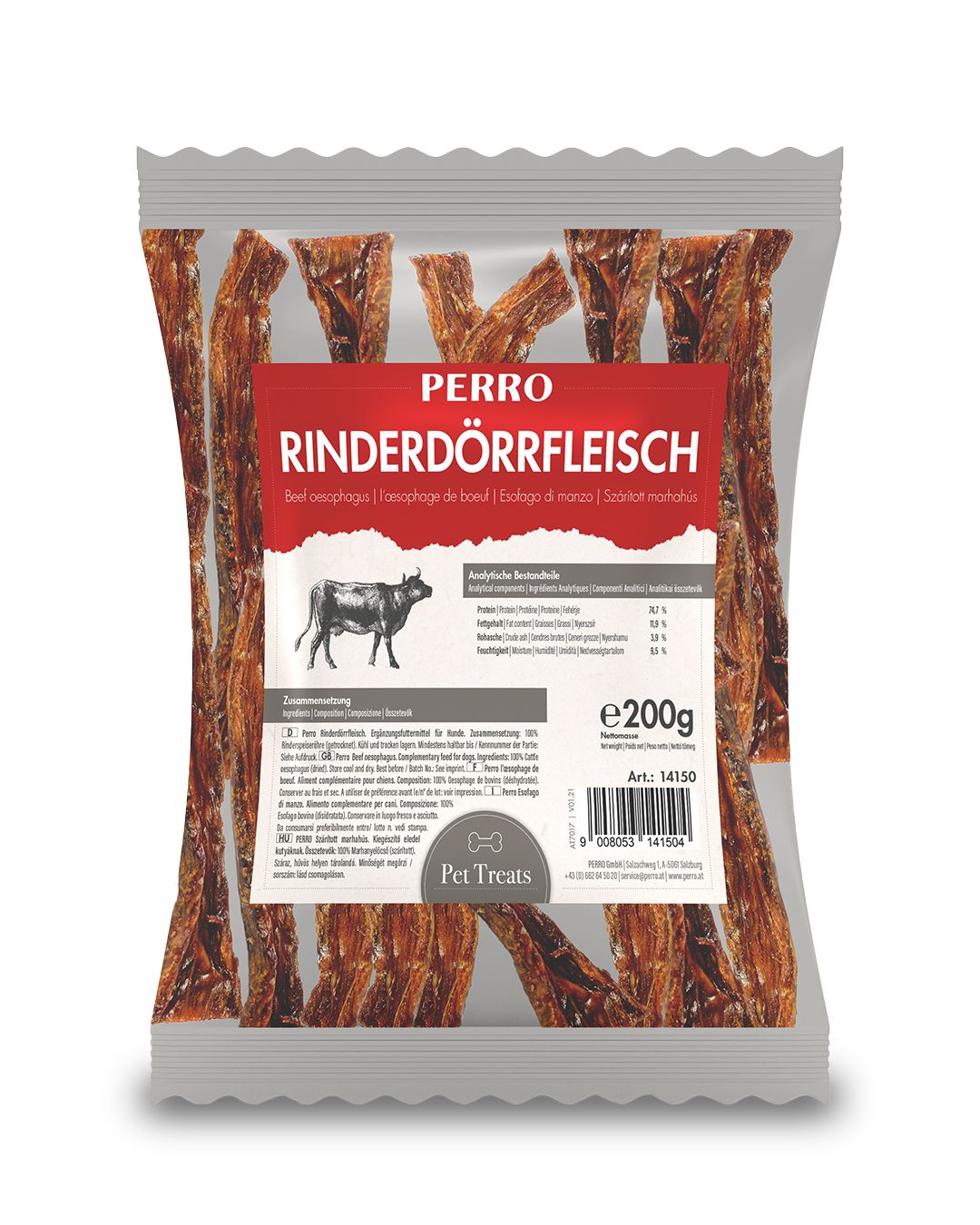 PERRO Rinderdörrfleisch - Kauartikel für Hunde & Welpen
