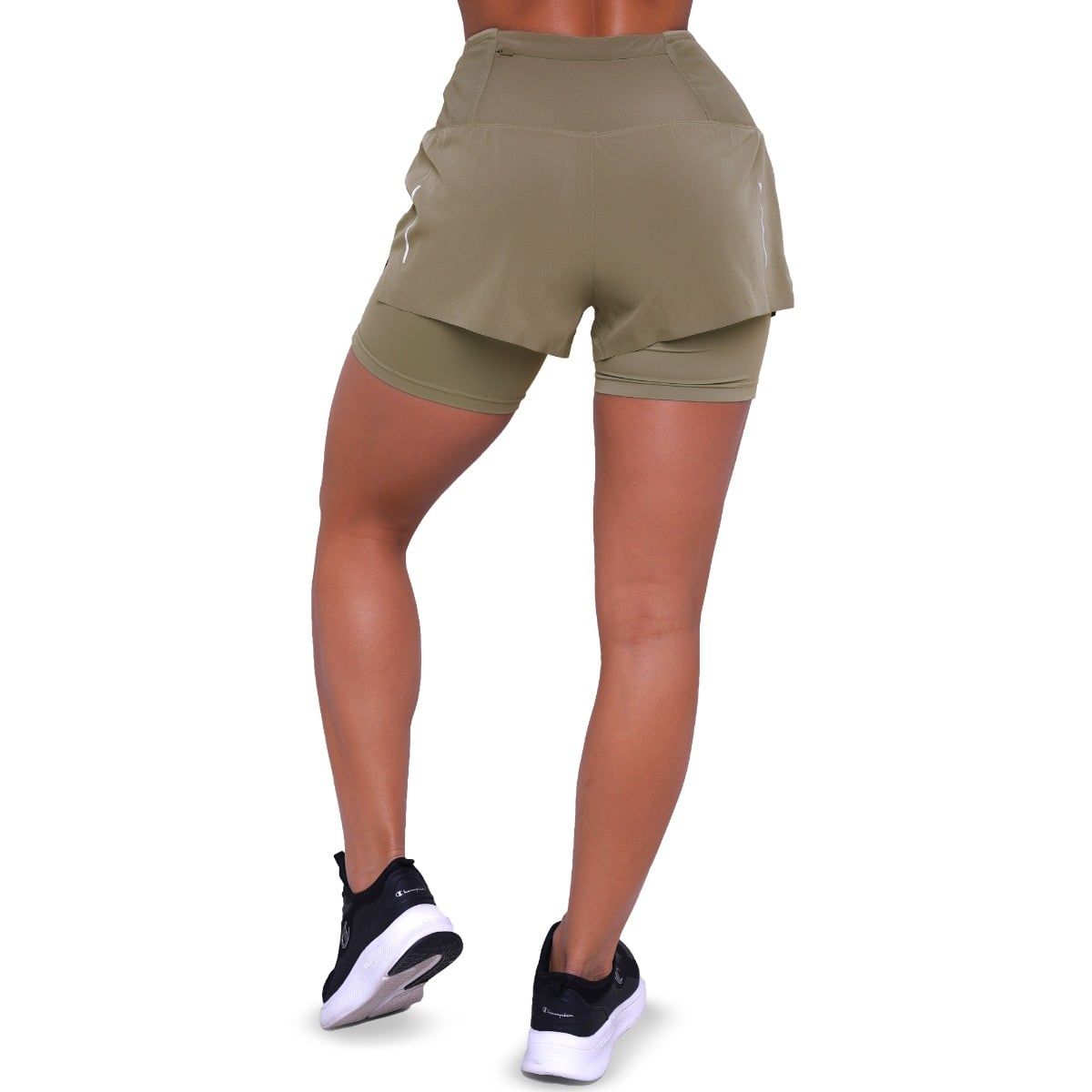 GymBeam Shorts Damen slim 2in1 mit Gummizug und Taschen in Vetiver