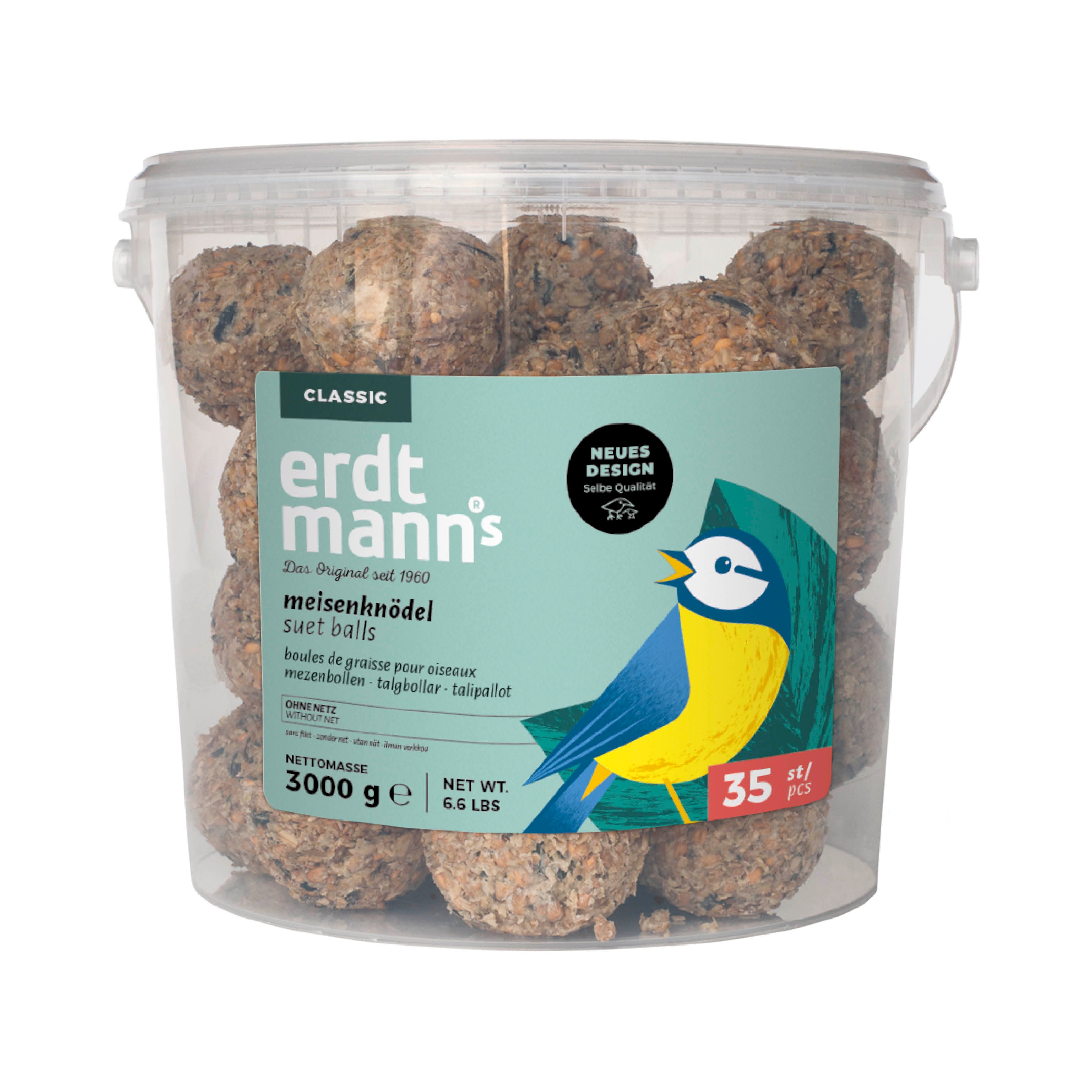 Erdtmanns Meisenknödel ohne Netz im Eimer für Wildvögel 35 St