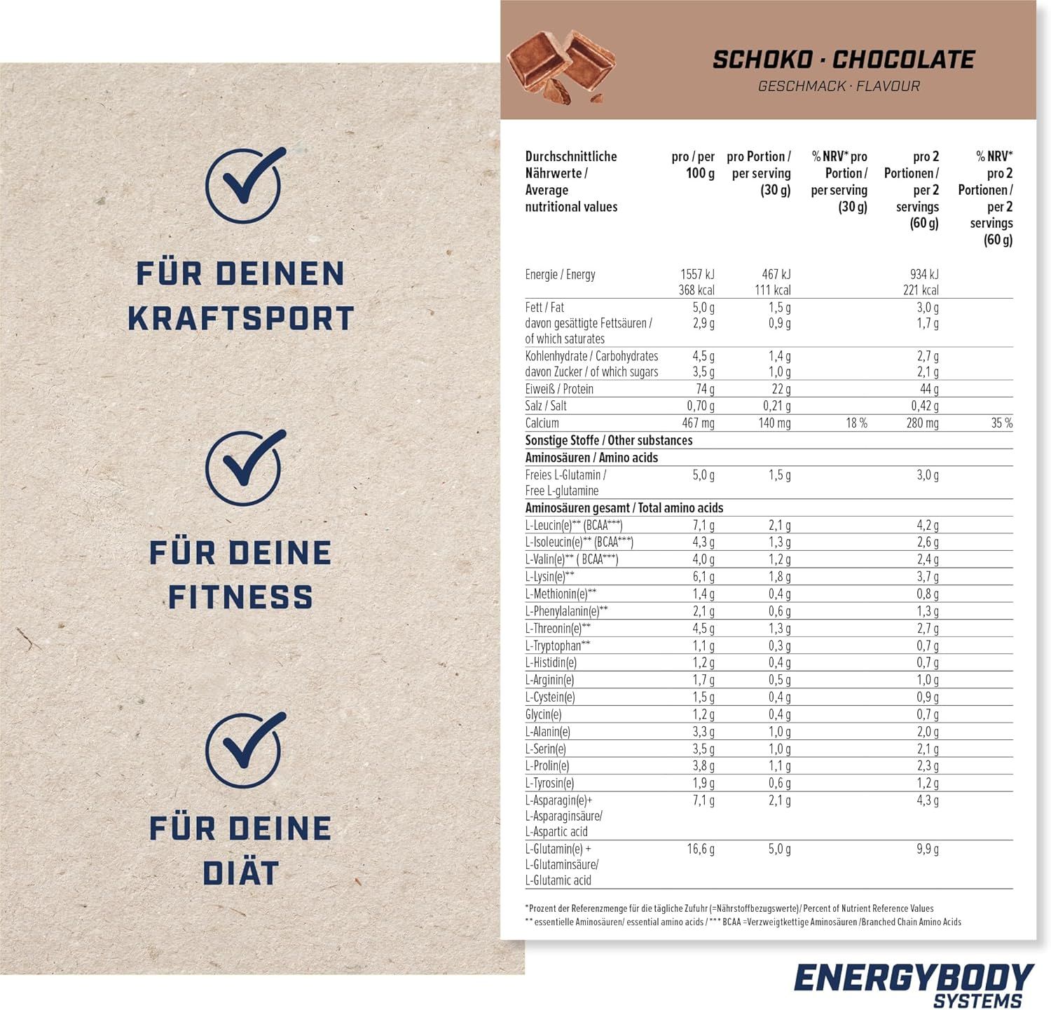 Energybody Systems Nature Whey Protein Schoko