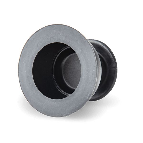 Zwei schwarze Sport Cups. Runde Form mit Griff, Ansicht von oben.