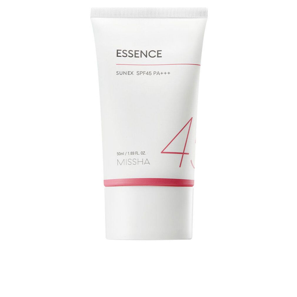 Weiße Tube mit MISSHA All Around Safe Block Essence Sun SPF45/PA+++. Enthält 50ml.