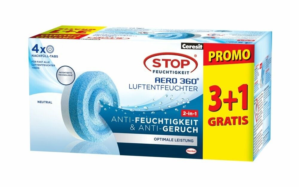 Ceresit AERO 360 PowerTABs 2in1 4er Nachfüller für Luftentfeuchter