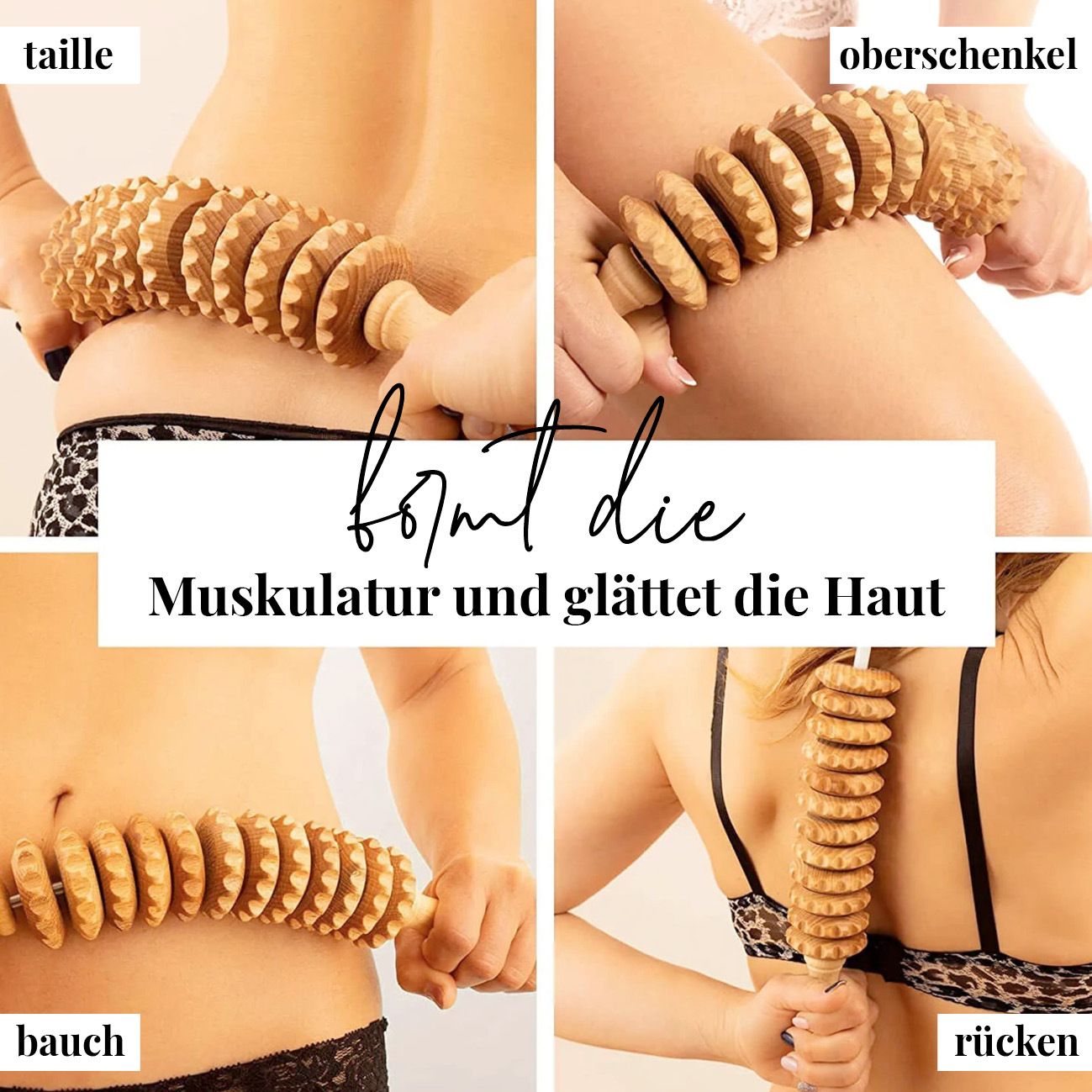 tuuli Anti Cellulite Flexi Massagegerät Massageroller Roller Maderotherapie aus Holz