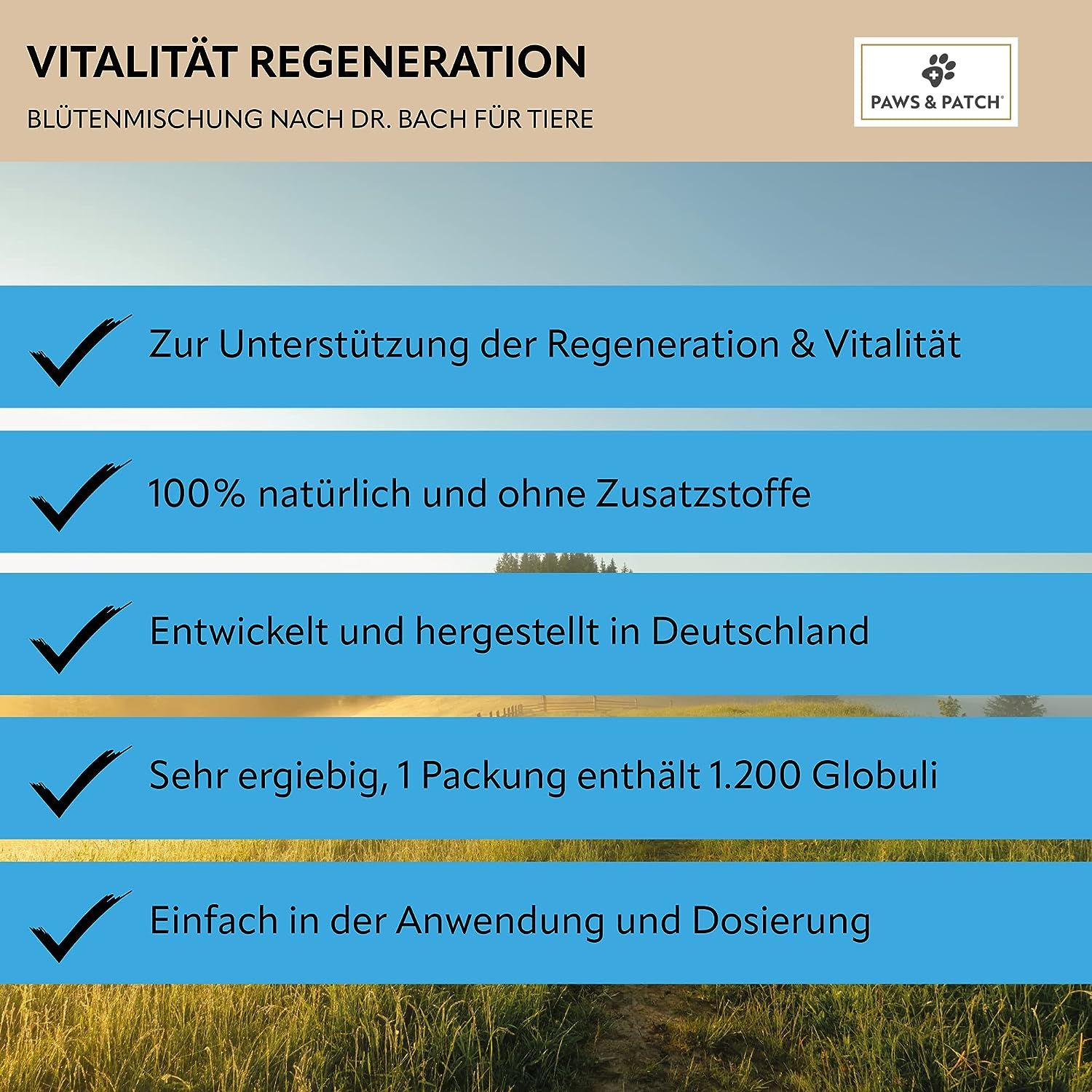 PAWS&PATCH Blütenmischung nach Dr. Bach VITALITÄT REGENERATION ENTSCHLACKUNG für Hunde und Katzen