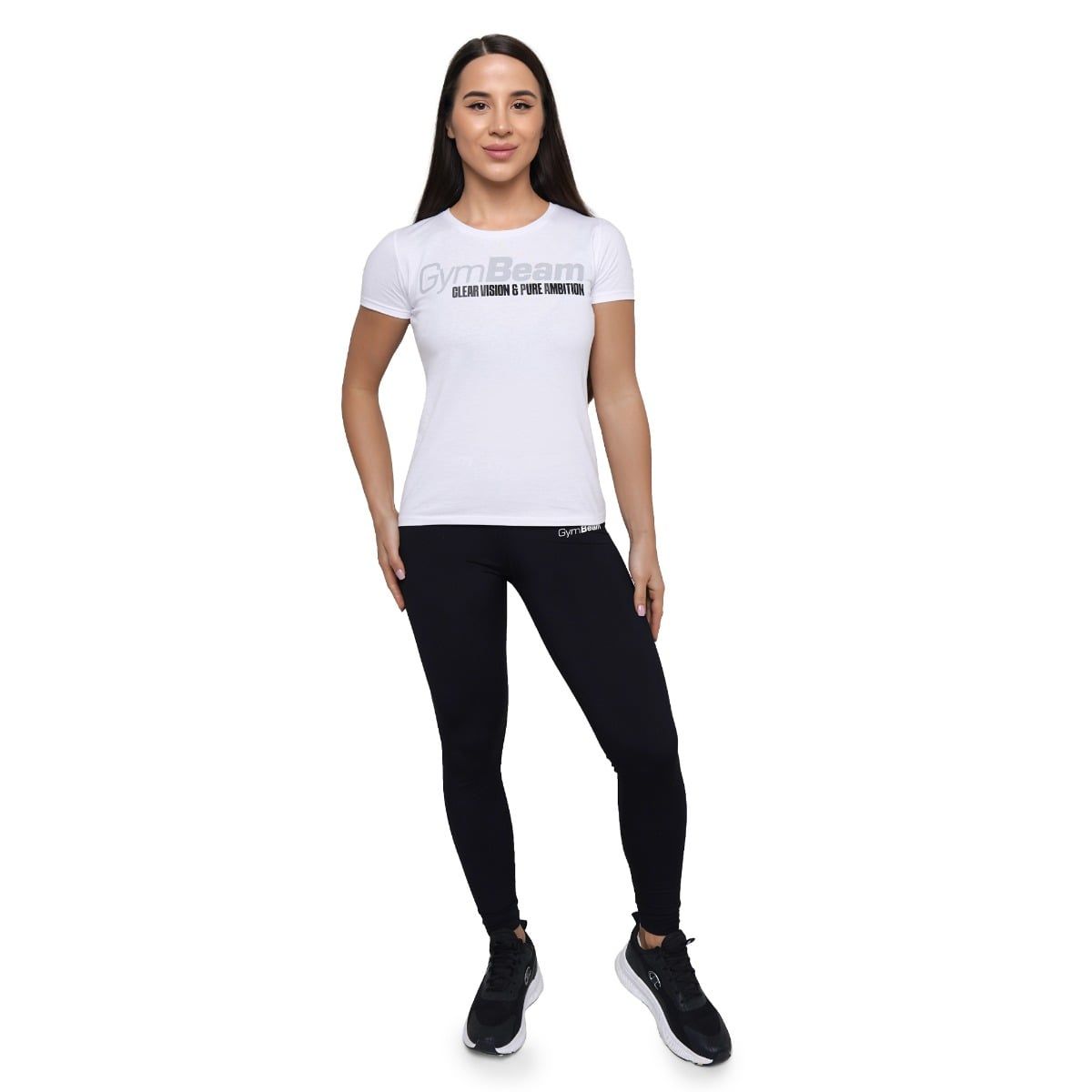 GymBeam T-Shirt Damen Slim mit Rundhalsausschnitt und Kurzarm in Weiß