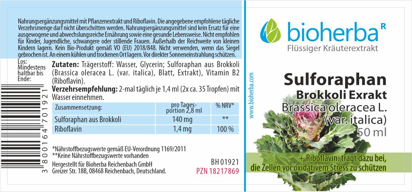 Bioherba Sulforaphan Brokkoli Exrakt Tropfen  Tinktur Extrakt