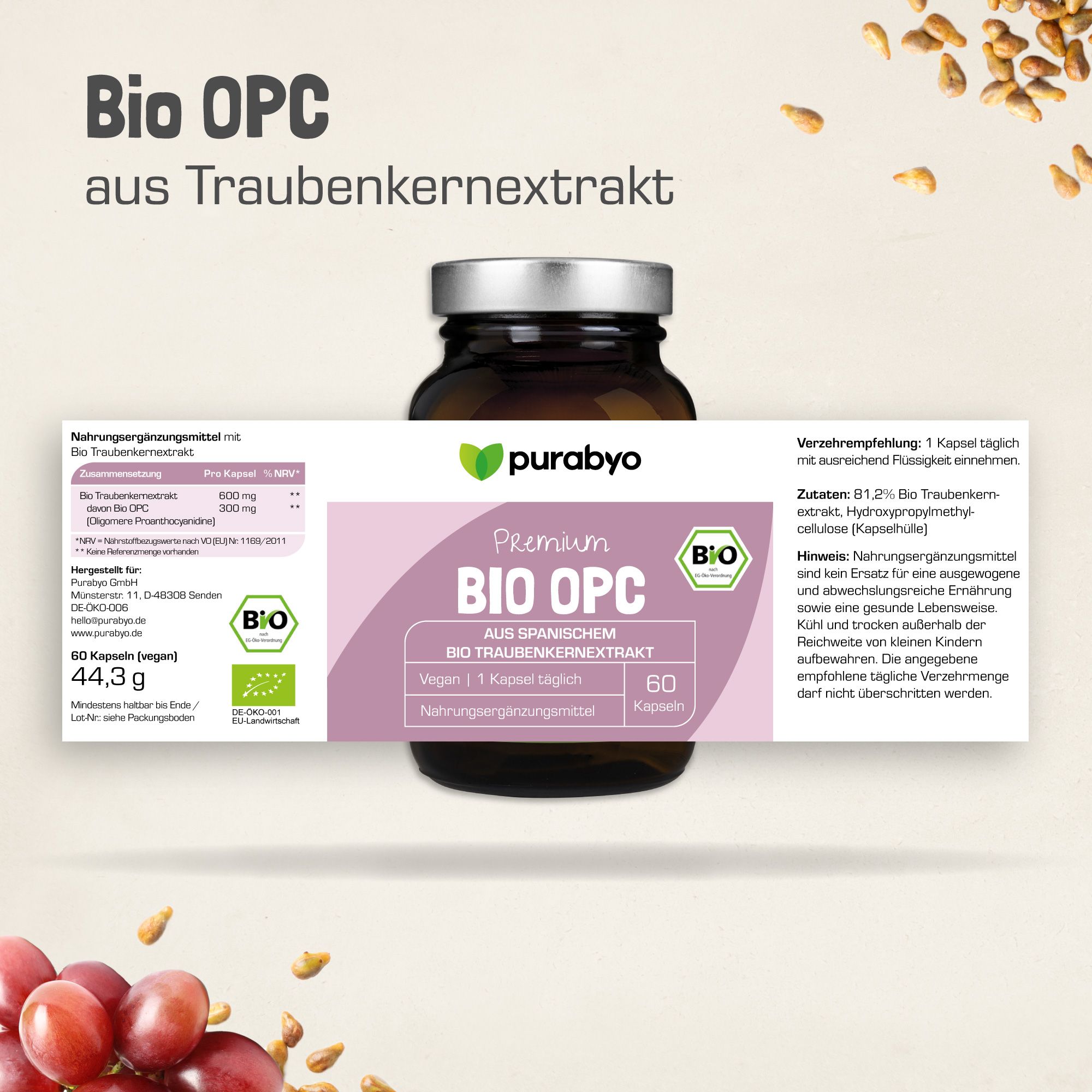 Purabyo Bio OPC aus Bio Traubenkernextrakt