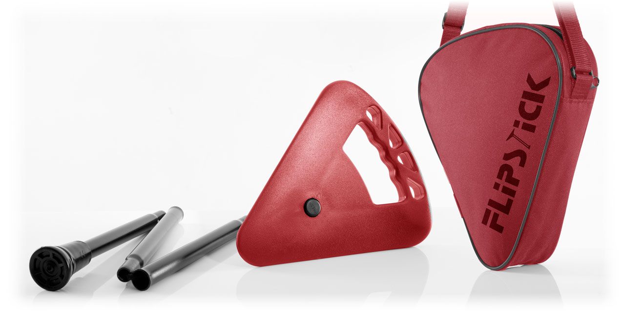 Flipstick Sitzstock faltbar mit Tasche rot