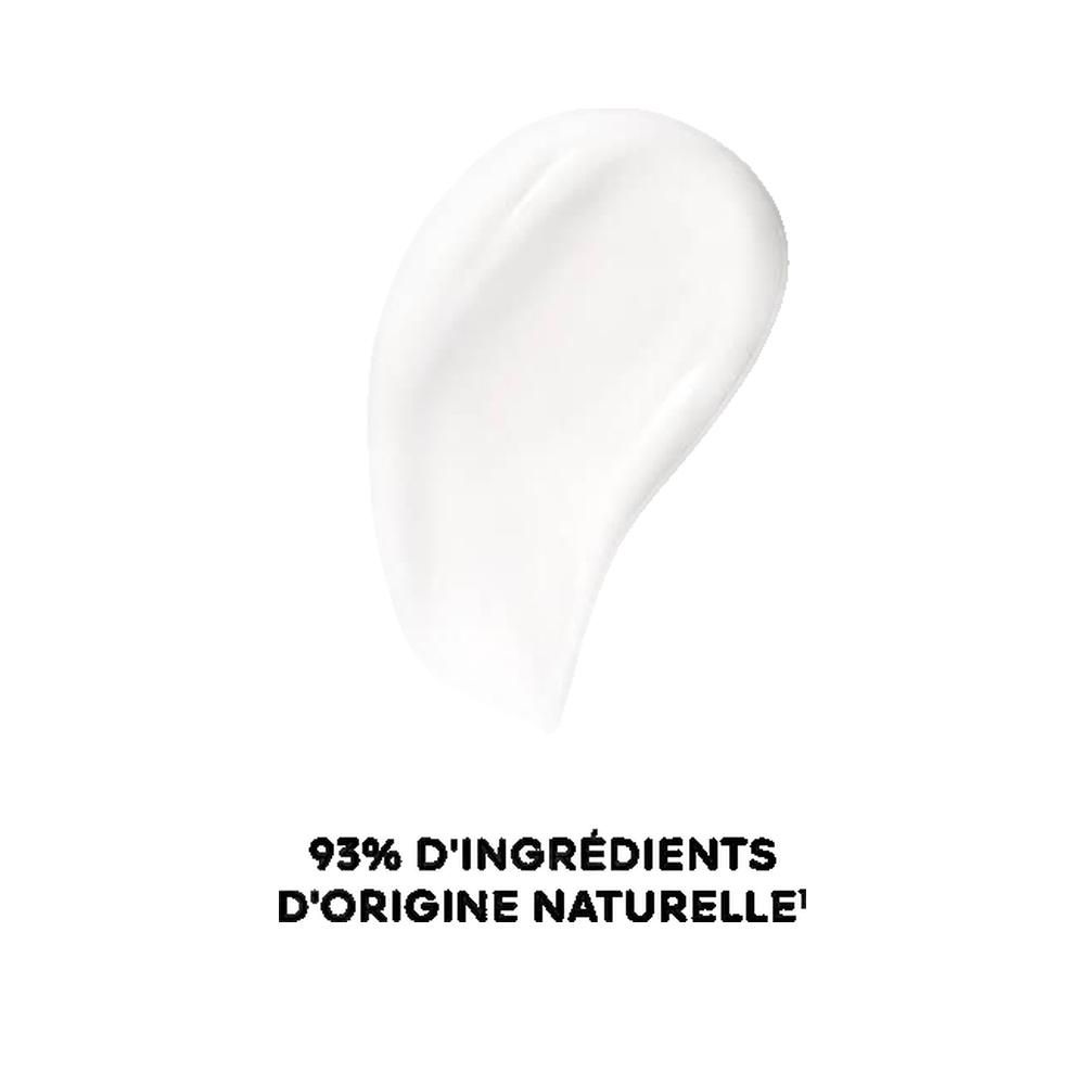 Weißer Cremekleck. Text: 93% D'INGRÉDIENTS D'ORIGINE NATURELLE.