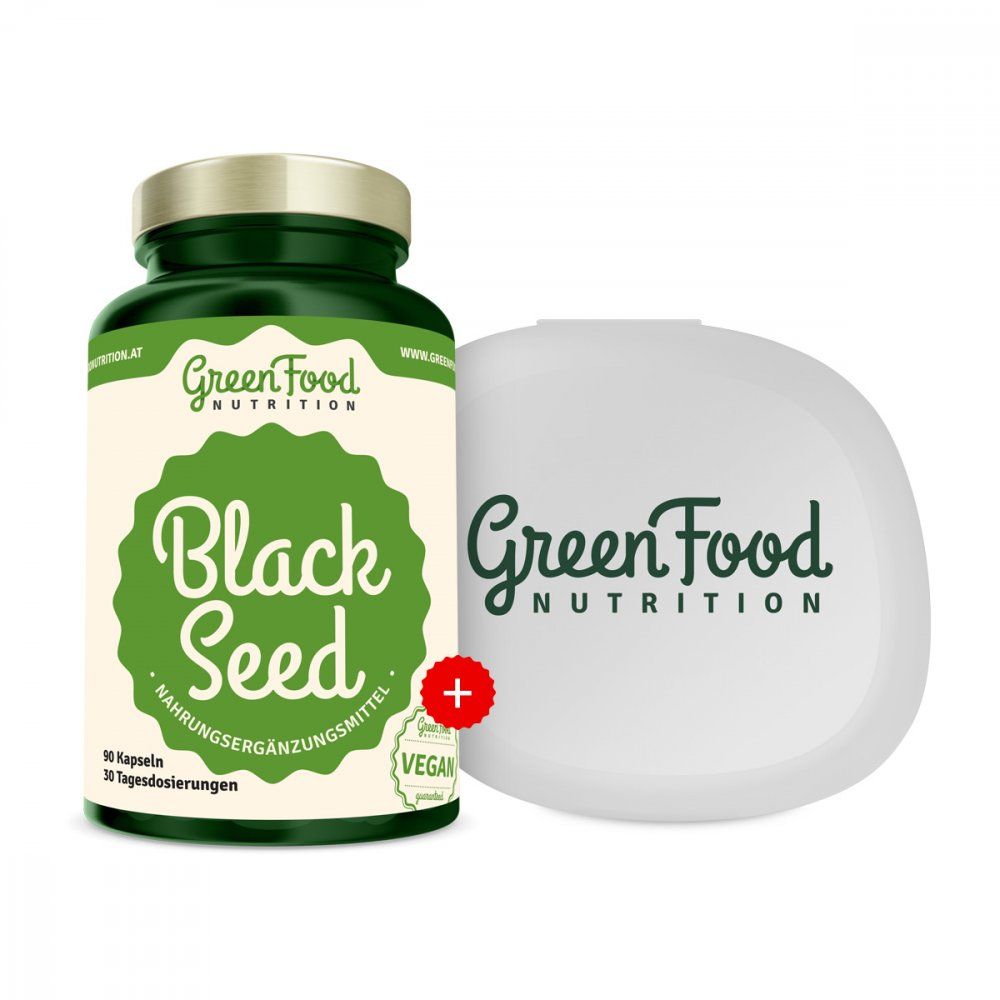 GreenFood Nutrition Black Seed - Schwarzkümmel + GRATIS KAPSELBEHÄLTER