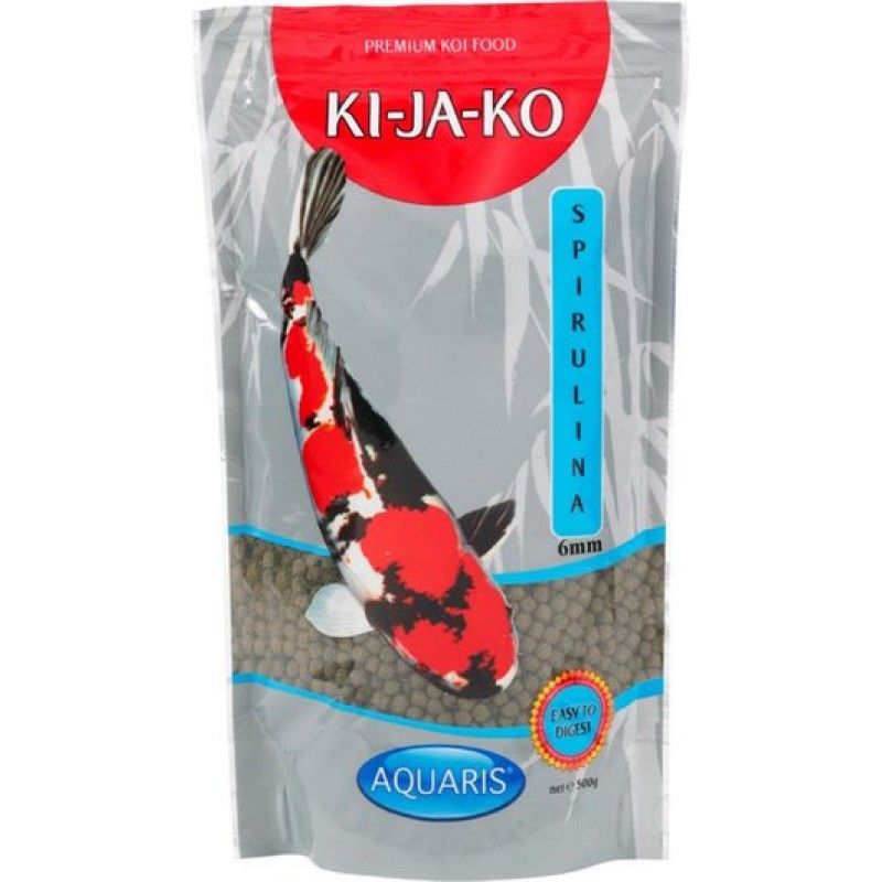 KI-JA-KO Spirulina Plus Beutel. Koi-Fisch-Illustration. Aufschrift: 6mm.