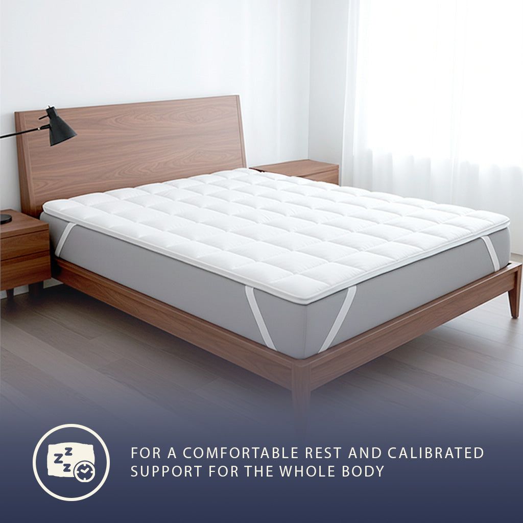The White Stone Topper 90x200 cm aus 500 g Watte | Gepolsterter Matratzenschoner