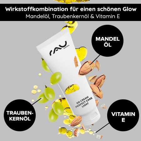 RAU Cosmetics BB Cream Light LSF12 Make Up, Glow, Pflege, UV-Schutz 5in1 Creme ohne Flecken