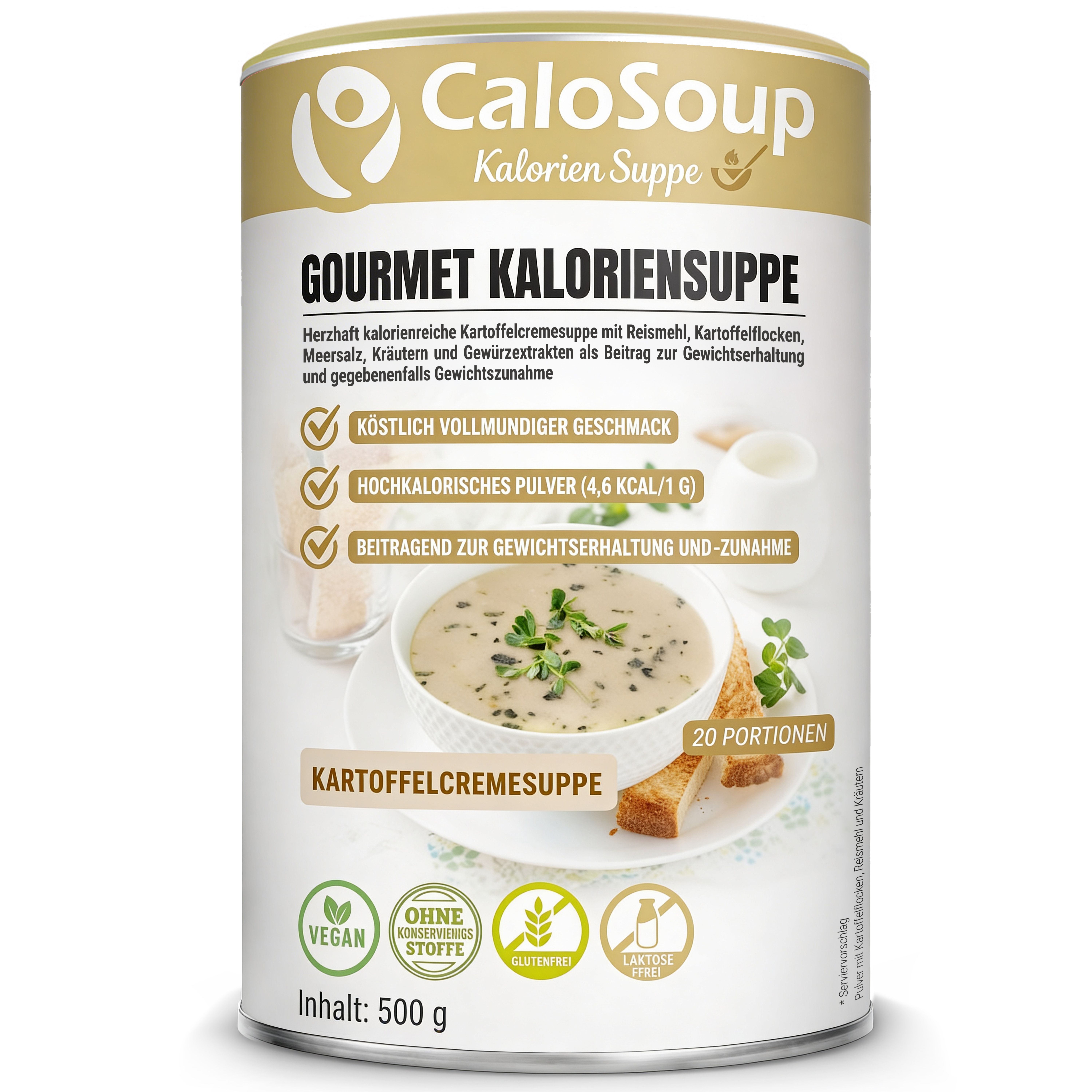 CaloSoup Gourmet Kartoffelcremesuppe – Hochkalorische Suppe zur Gewichtszunahme (20 Portionen) 500 g Pulver Herstellung einer Lösung zum Einnehmen