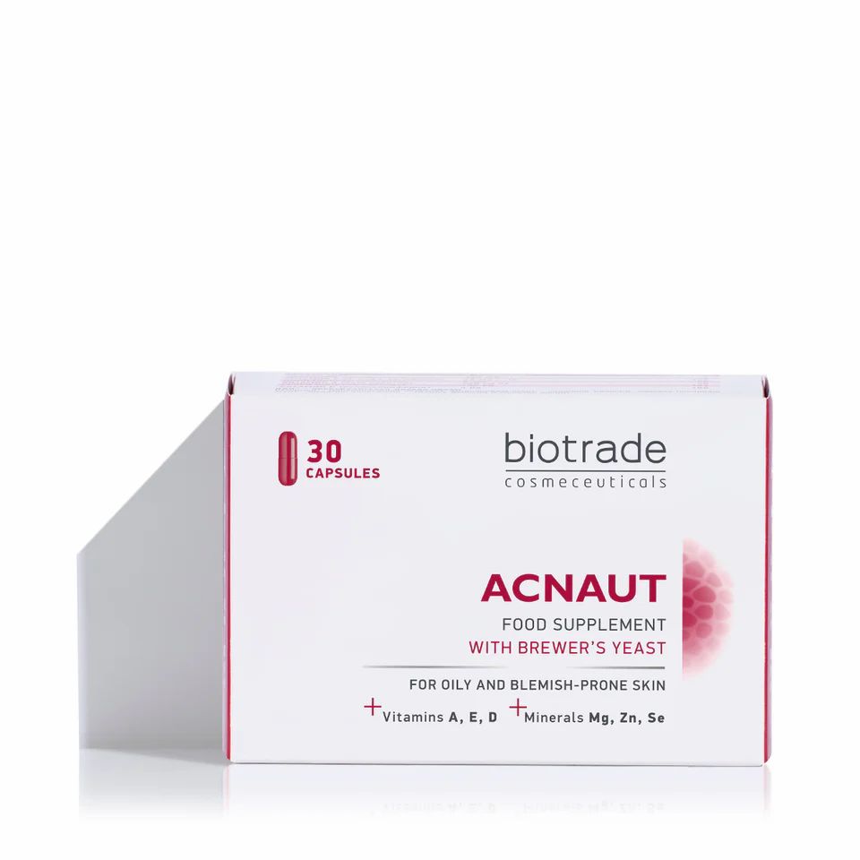 Biotrade Acnaut Integratore per pelli grasse e acneiche, capelli e unghie con lievito di birra