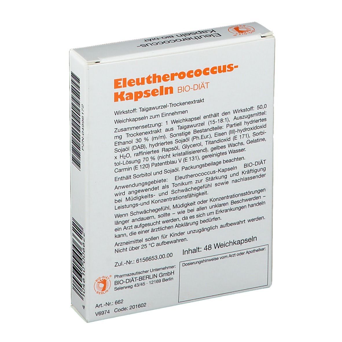 Eleutherococcus-Kapseln BIO-DIÄT