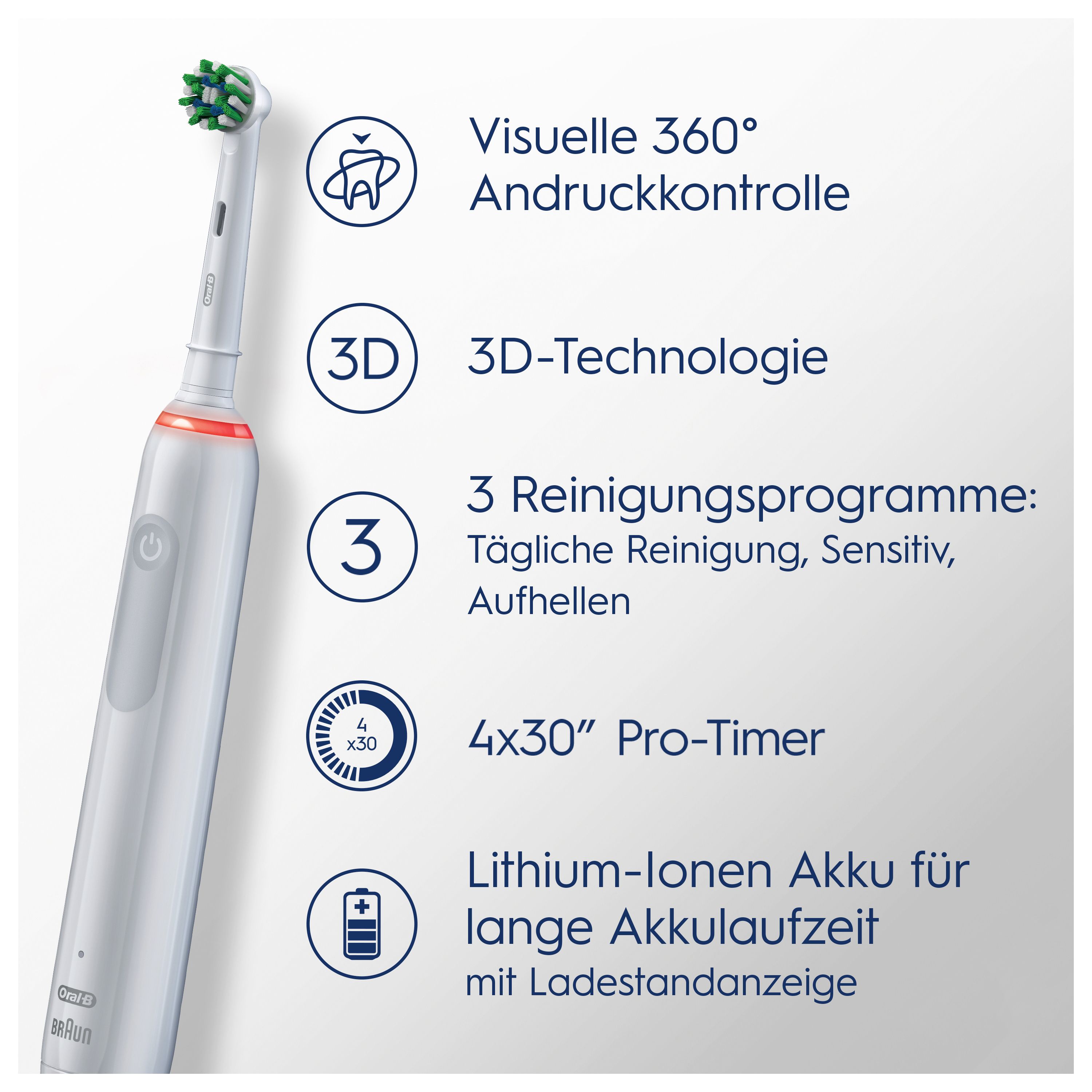 Oral-B - Elektrische Zahnbürste "Pro 3 + Reiseetui" in Weiß