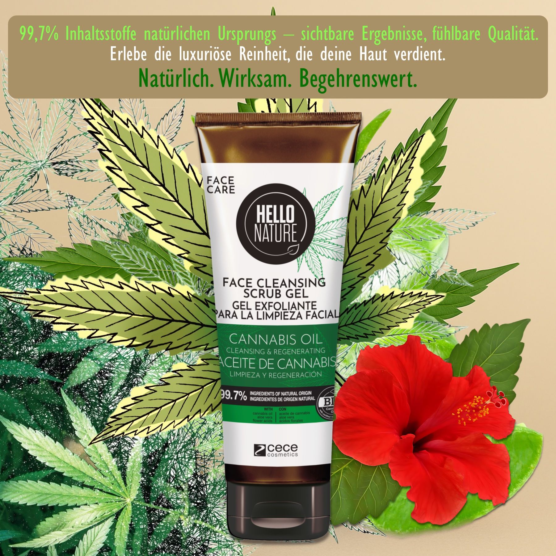 Hello Nature Gesichtspeeling für Gesichtspflege mit Hanföl
