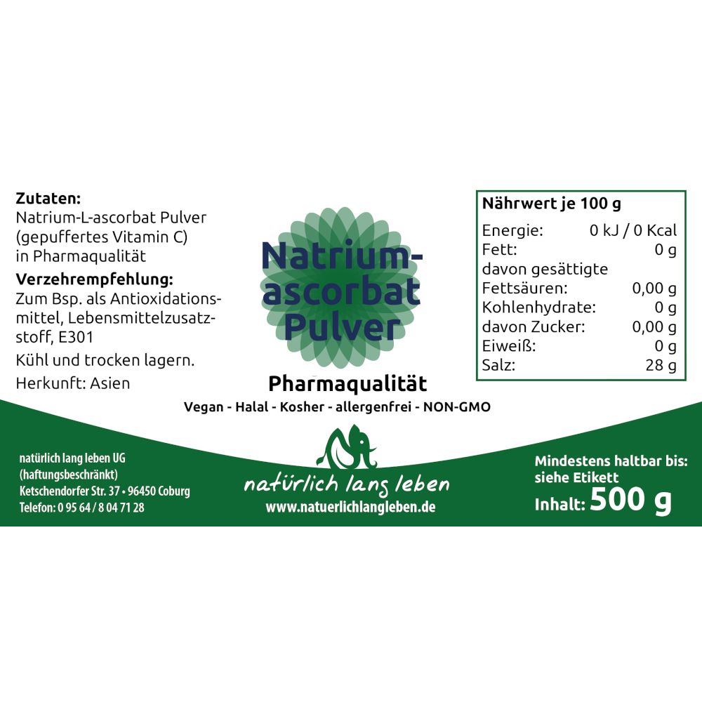 natürlich lang leben Natriumascorbat Pulver