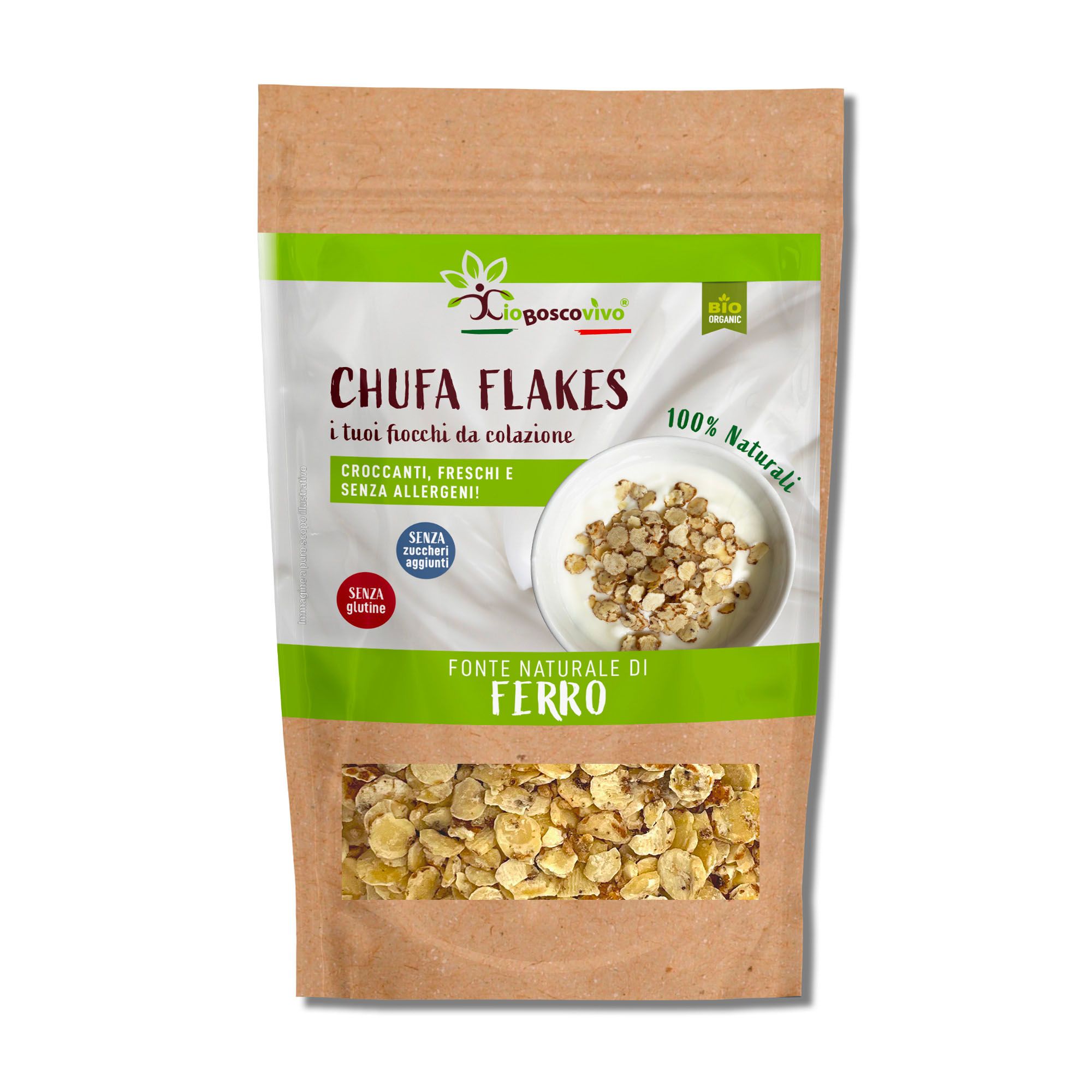 IoBoscoVivo Bio-Erdmandel-Flocken - Glutenfreie Frühstücksflocken, ohne Zuckerzusatz