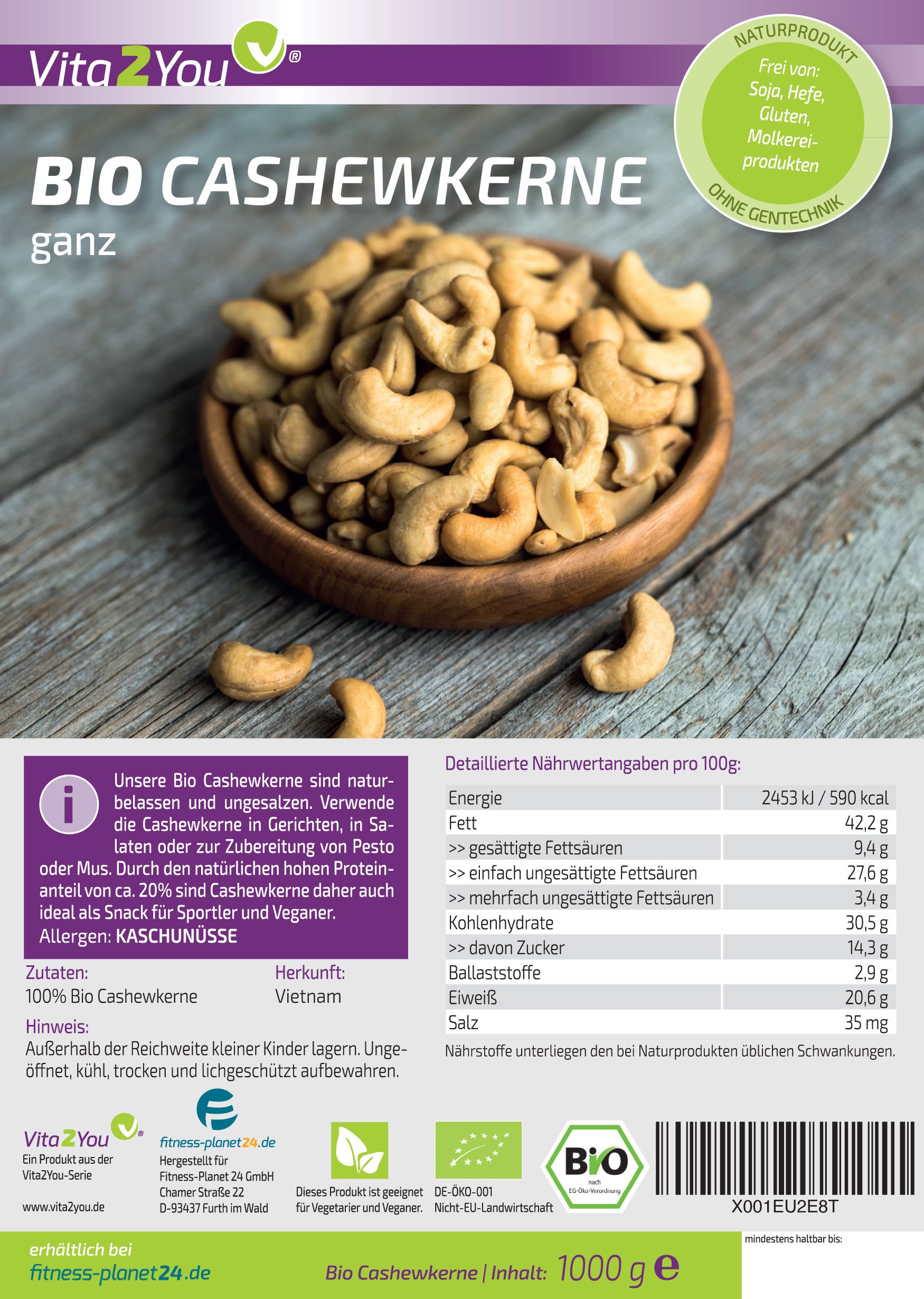 Vita2You Bio Cashewkerne