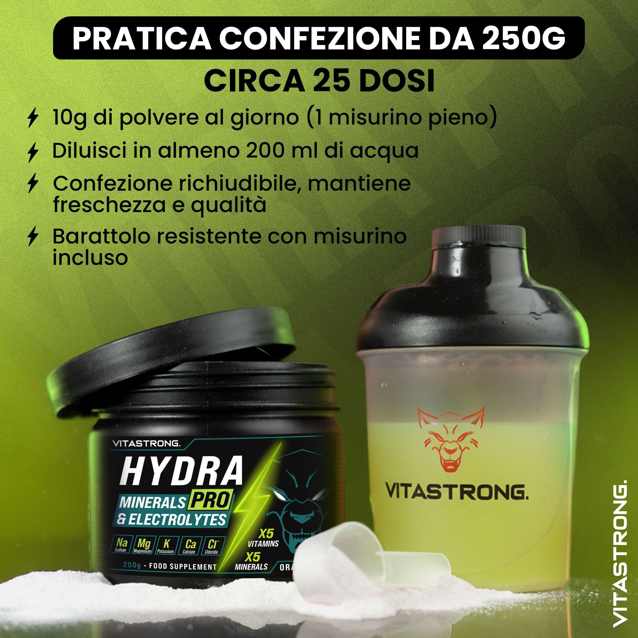 Vitastrong Hydra Pro - 250 g, Fortschrittliche Rehydrierung und Energiewiederherstellung