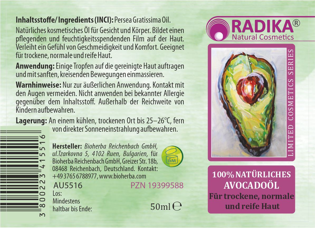 100 % Natürliches Avocadoöl 50 ml PZN 19399588