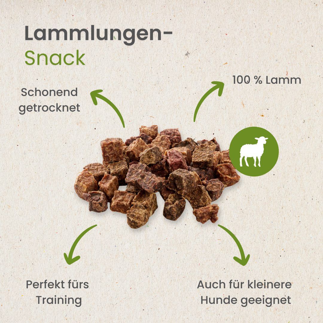 Haufen kleiner, getrockneter Würfel aus Pferdefleisch.