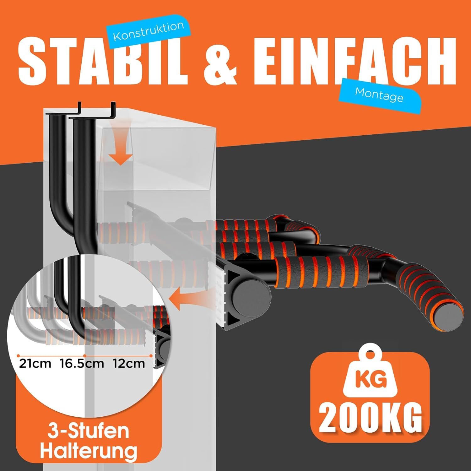 DH FitLife Klimmzugstange Türrahmen ohne Schrauben
