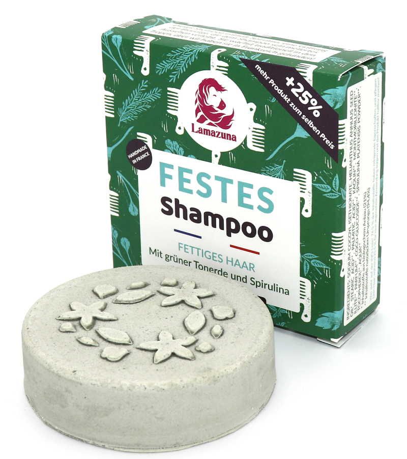 Lamazuna Festes Shampoo Fettiges Haar Tonerde & Spirulina