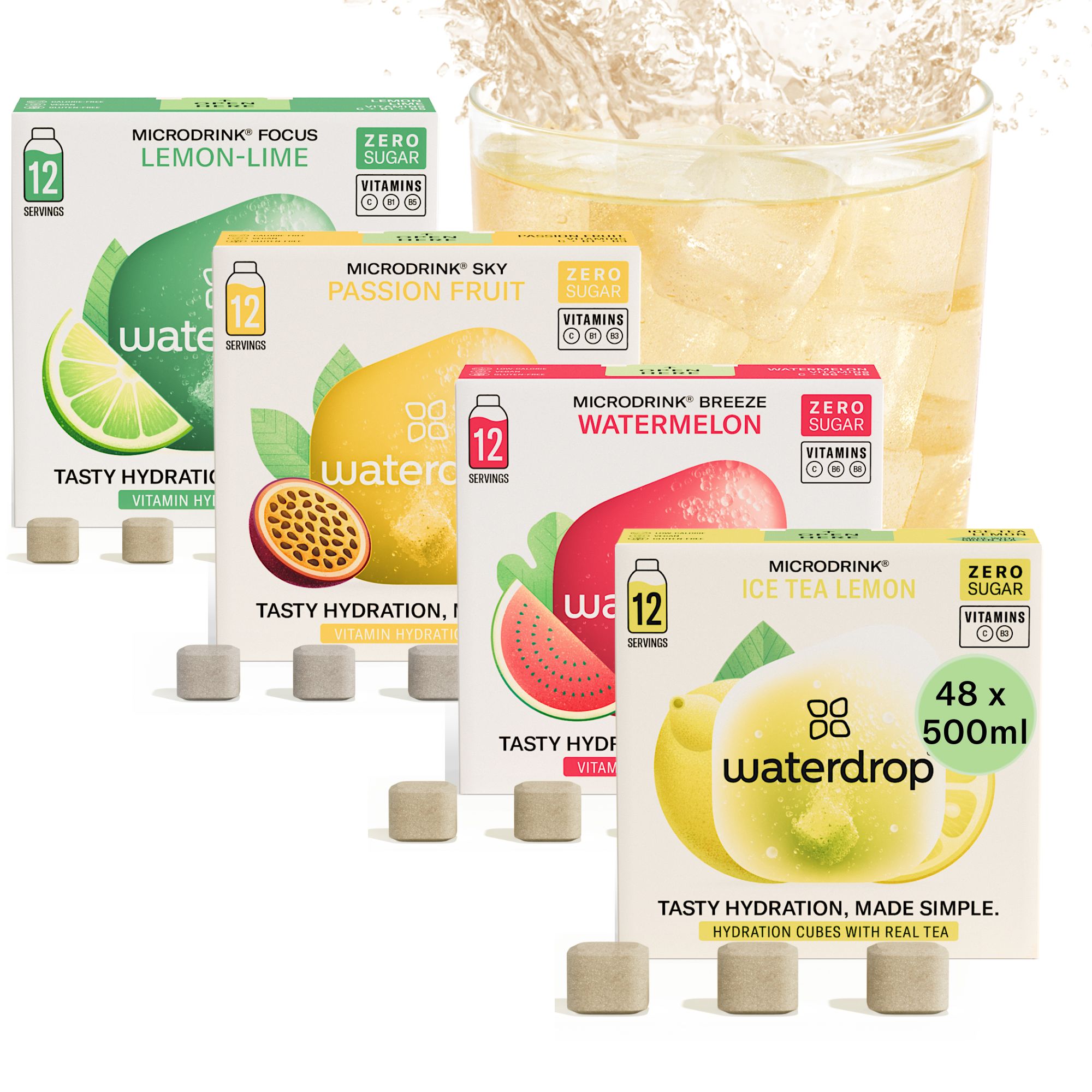 waterdrop® Microdrink Tropical Set – 48 Würfel mit Frucht-Extrakten & Vitaminen – vegan, zuckerfrei