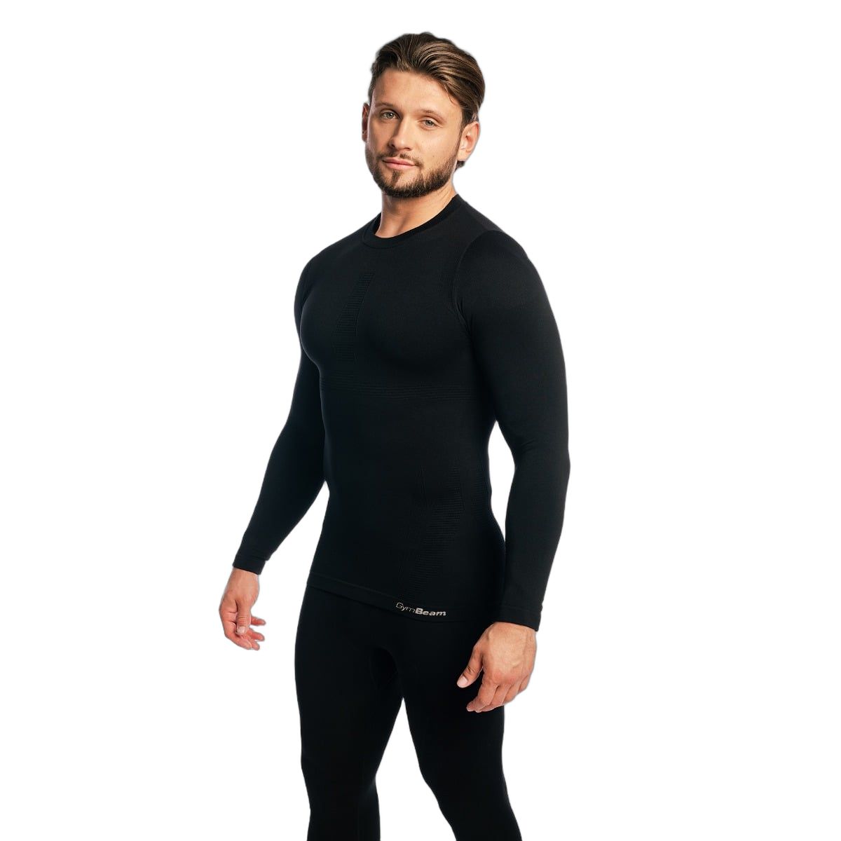 GymBeam Langarmshirt Herren Slim nahtlos in Black
