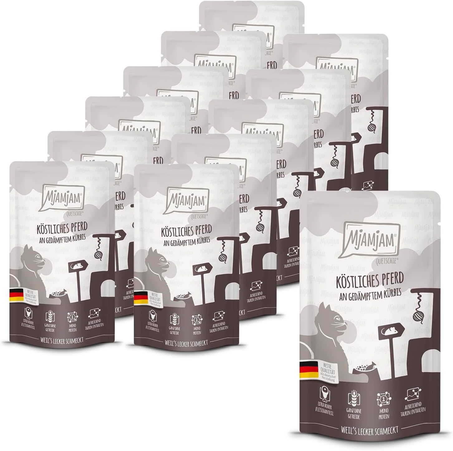 MjAMjAM - Quetschie köstliches Pferd an gedämpftem Kürbis 12x125 g Futter