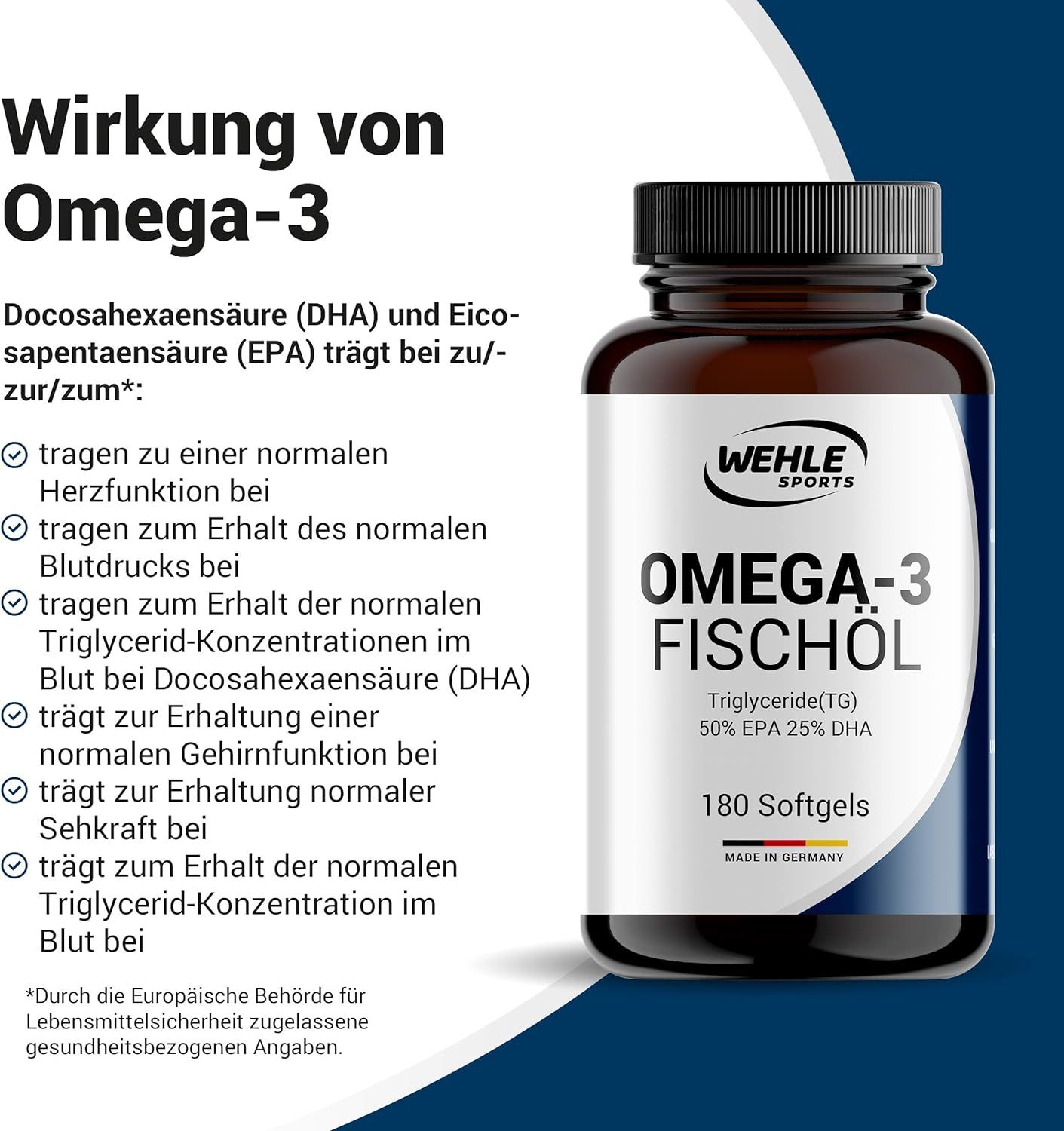 Omega 3 Kapseln hochdosiert - Fischöl Kapseln mit 2000mg (1000mg EPA & 500mg DHA) pro Tagesdosis